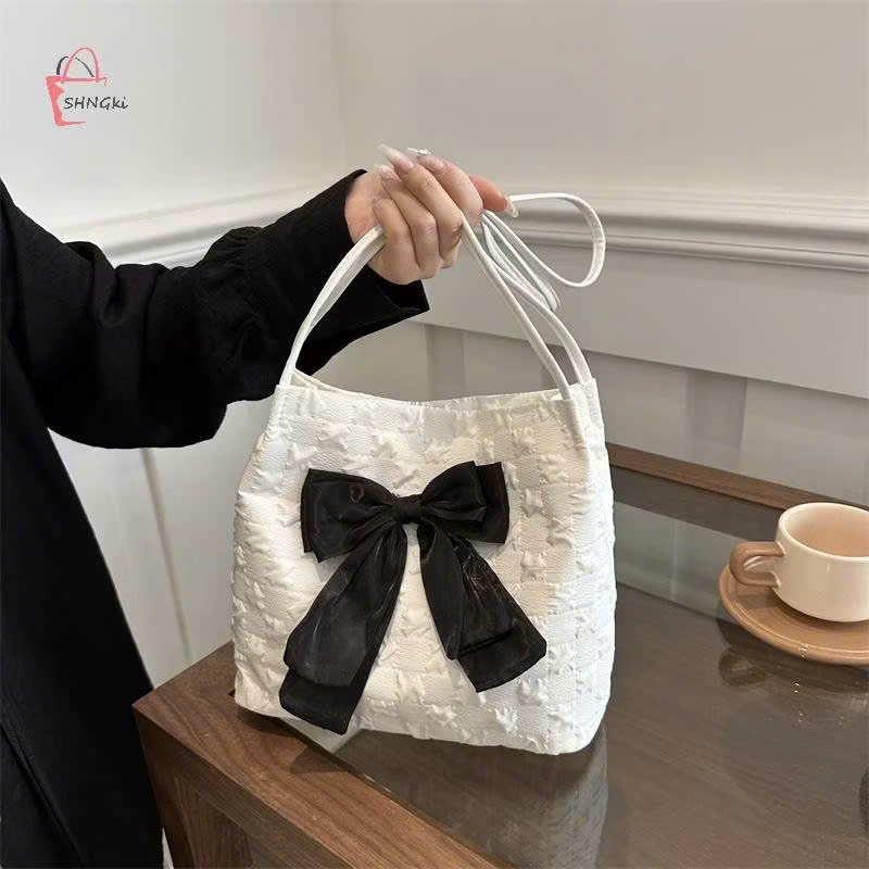túi tole vải họa tiết nơ xinh xắn 26*23,5*11cm