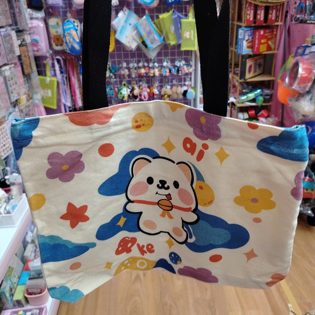 túi tole vải hoạt hình có khóa kéo 40*30*6cm