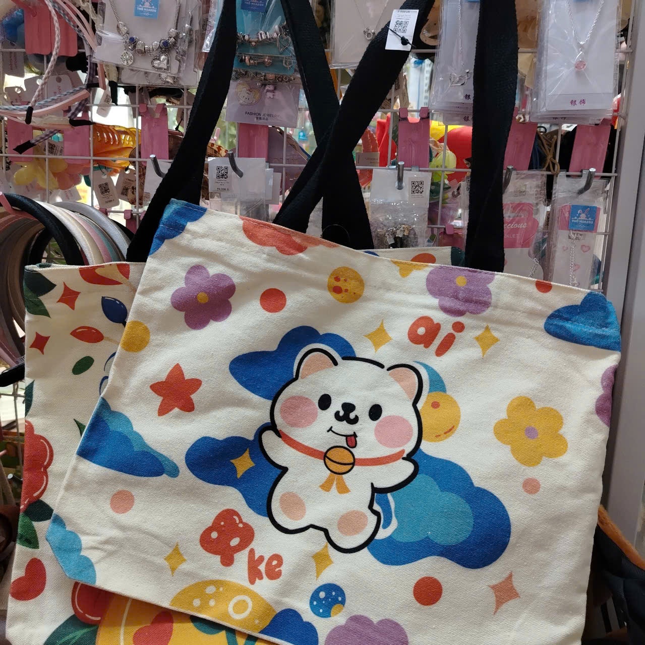 túi tole vải hoạt hình có khóa kéo 40*30*6cm