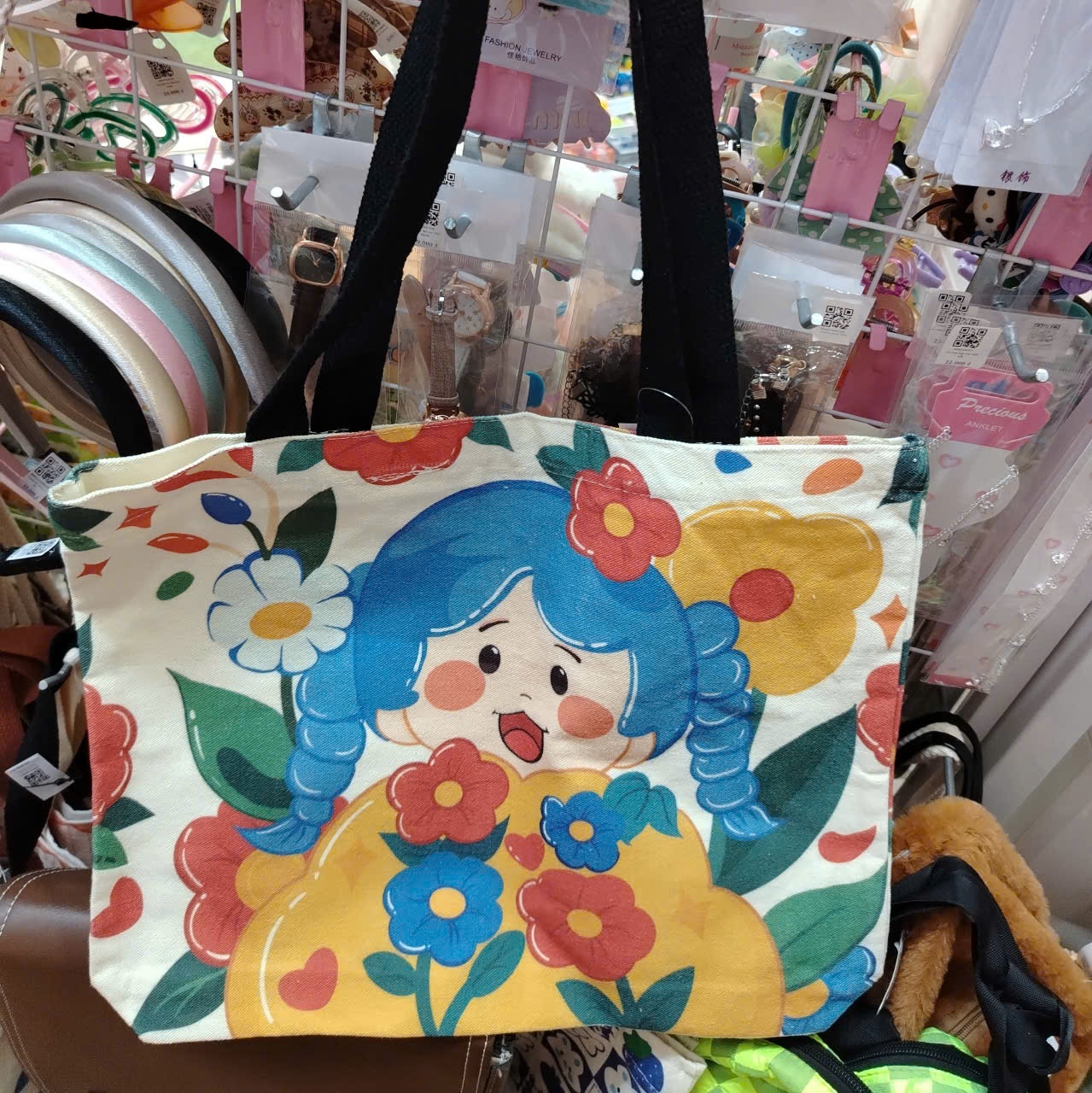 túi tole vải hoạt hình có khóa kéo 40*30*6cm