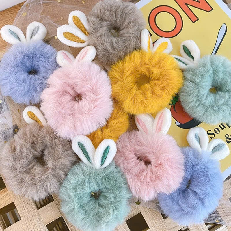 scrunchies lông xù tai thỏ
