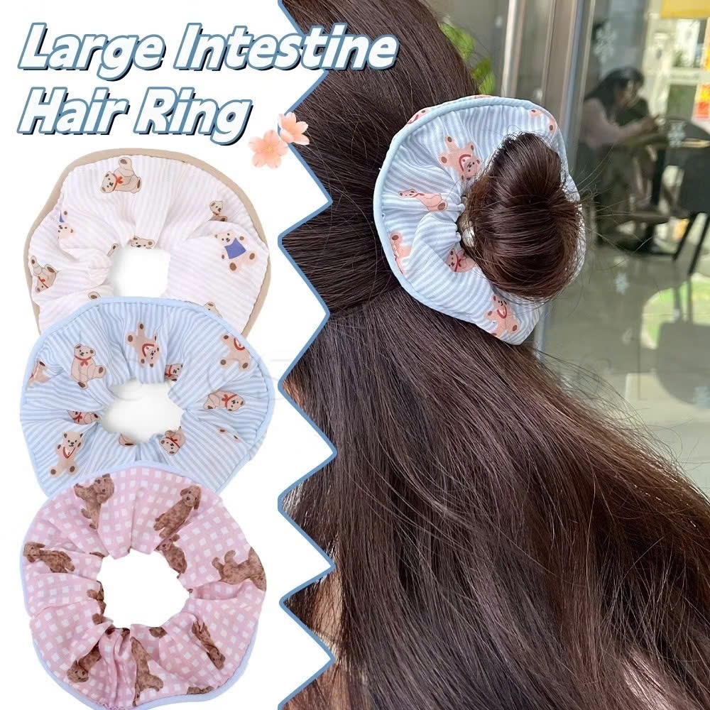 scrunchies họa tiết gấu viền pastel