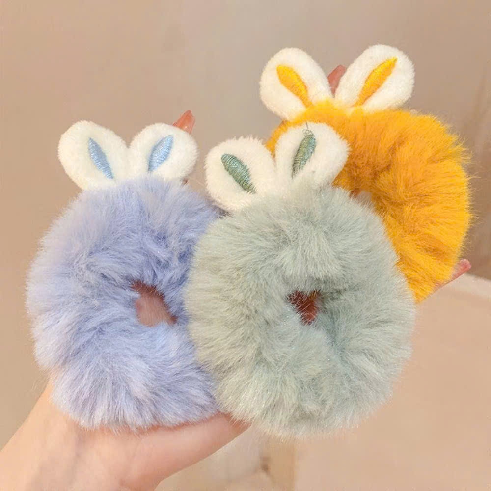 scrunchies lông xù tai thỏ