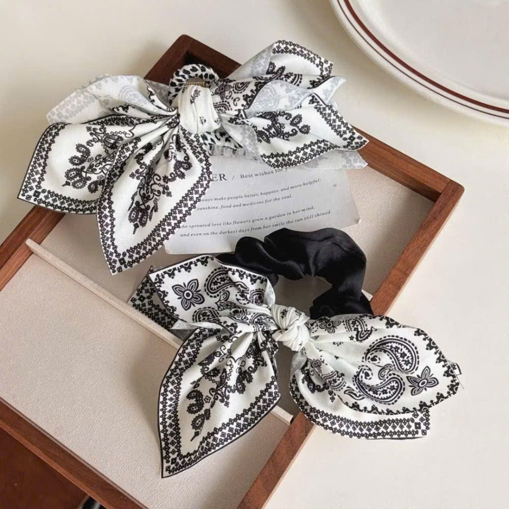 scrunchies họa tiết nơ vintage