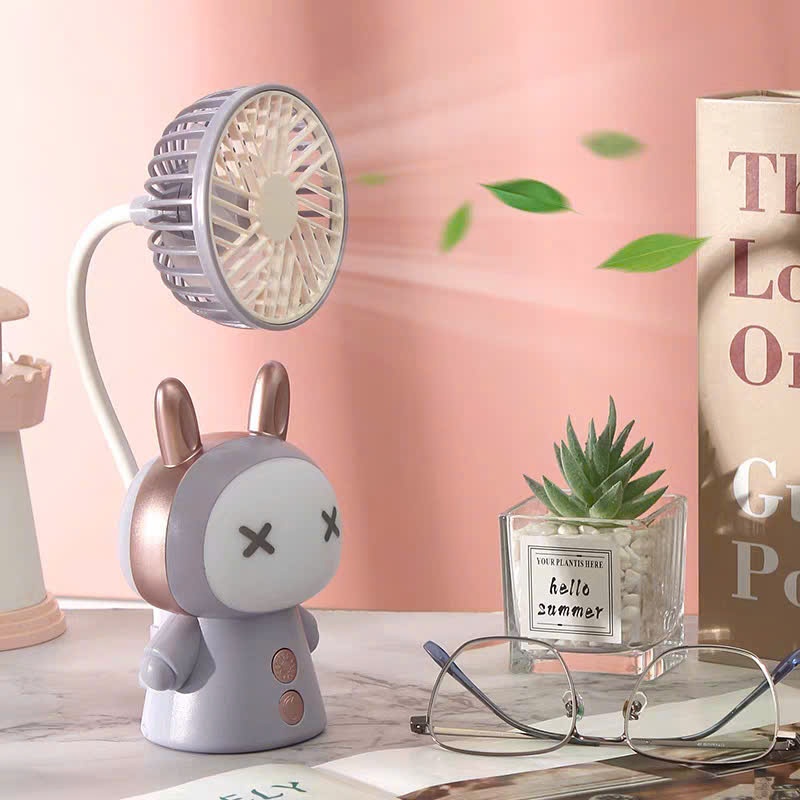 quạt thỏ sạc tích hợp đèn để bàn