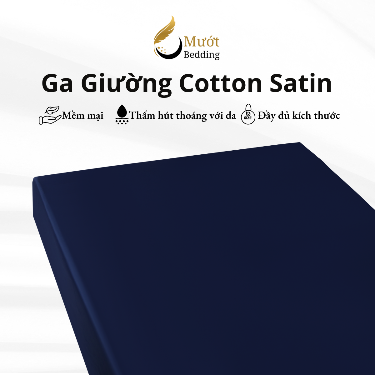 Ga giường Cotton Satin Mướt bedding, drap giường chất liệu 100% cotton cao cấp trơn màu đầy đủ size