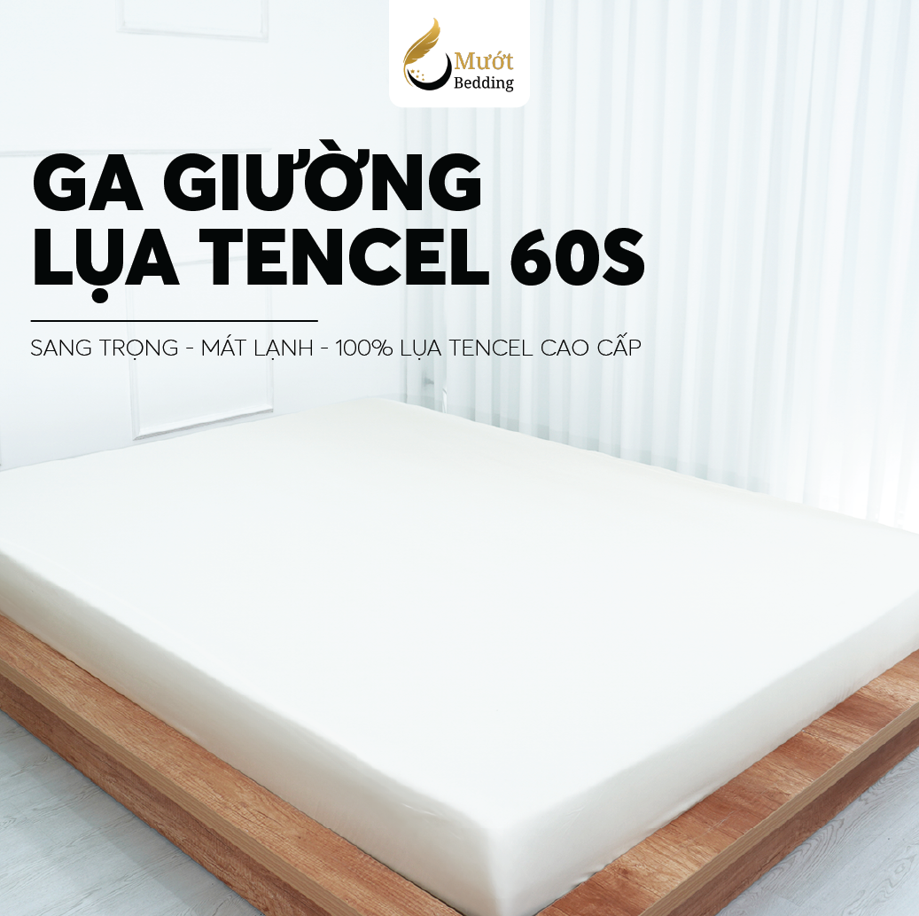Ga giường Lụa Tencel Mướt Bedding cao cấp trơn màu, drap bo chun đầy đủ kích thước