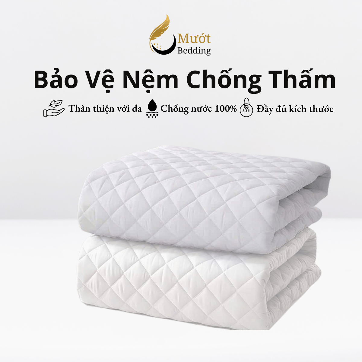 Tấm Bảo Vệ Nệm Chống Thấm Tuyệt Đối, mềm mịn Đầy đủ Kích Thước - Mướt bedding