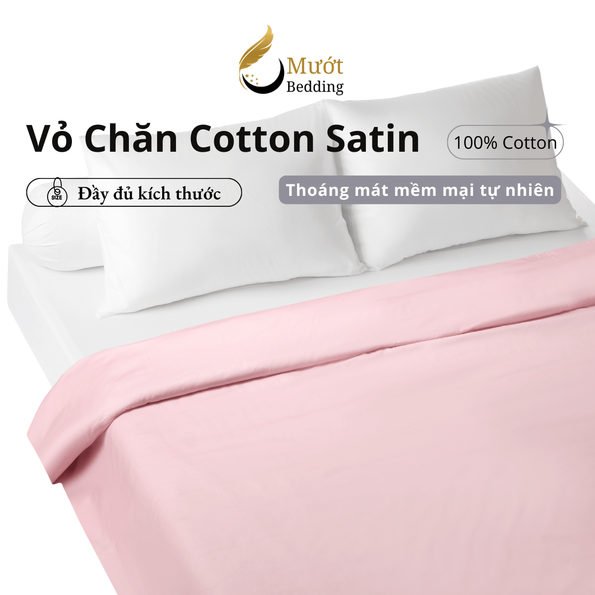 Vỏ chăn Cotton Satin Mướt bedding chất liệu vỏ mền 100% cotton lồng được ruột đầy đủ size, trơn màu