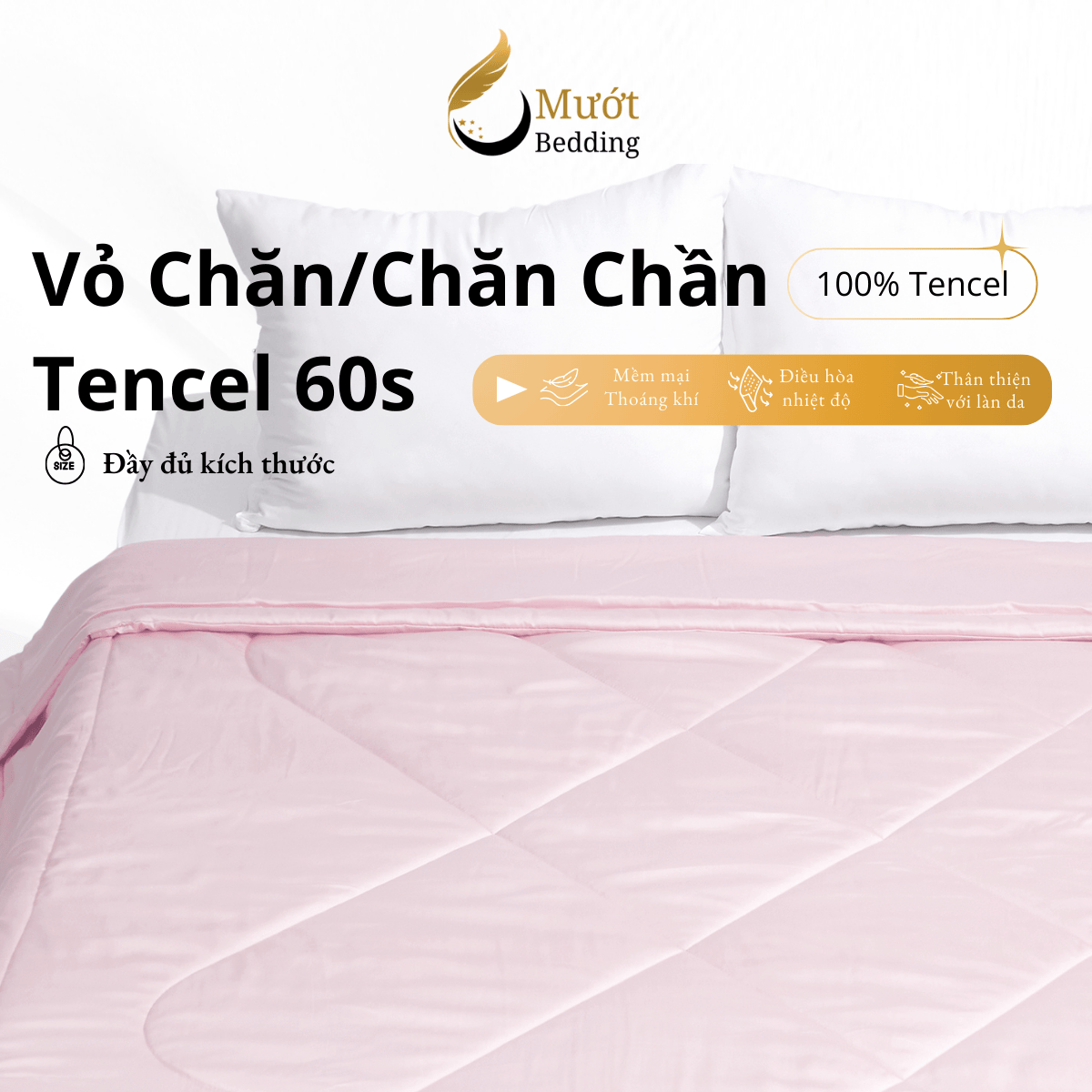 Vỏ chăn/ chăn chần bông Lụa Tencel 60s trơn màu cao cấp Mướt bedding đầy đủ size, mềm mịn thoáng mát