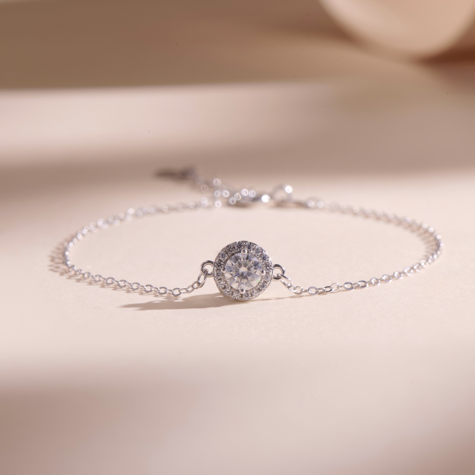 Lắc tay bạc nữ đính đá Moissanite 5 ly kiểm định GRA, bạc xi bạch kim LAVESTA KC86 Tiffany thanh lịch, tinh tế