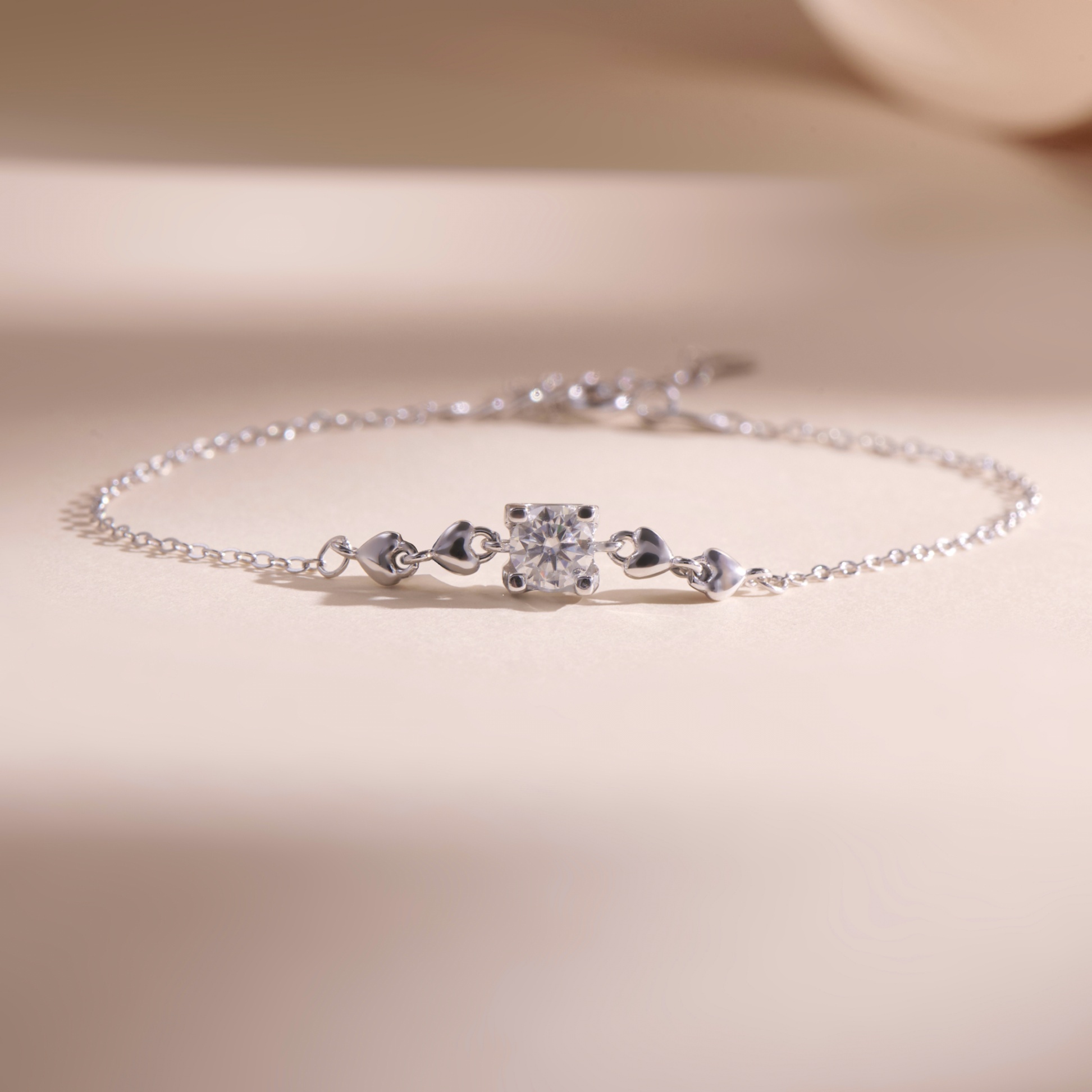 Lắc tay bạc nữ đính đá Moissanite 5 ly kiểm định GRA, bạc xi bạch kim LAVESTA KC87 Doris nữ tính, thanh lịch