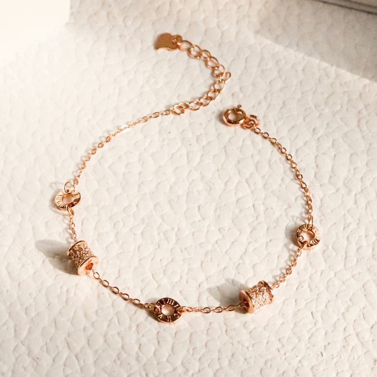 Lắc tay bạc nữ mạ vàng hồng 18K và mạ bạch kim LAVESTA LAV034 Glamour thời thượng, quyến rũ