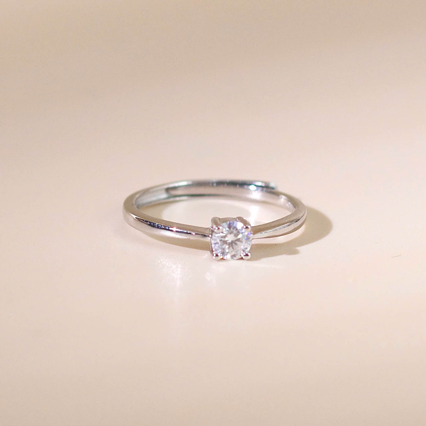 Nhẫn nữ bạc xi bạch kim đá Moissanite 4 ly kiểm định GRA LAVESTA KC130 tối giản, tinh tế -fs