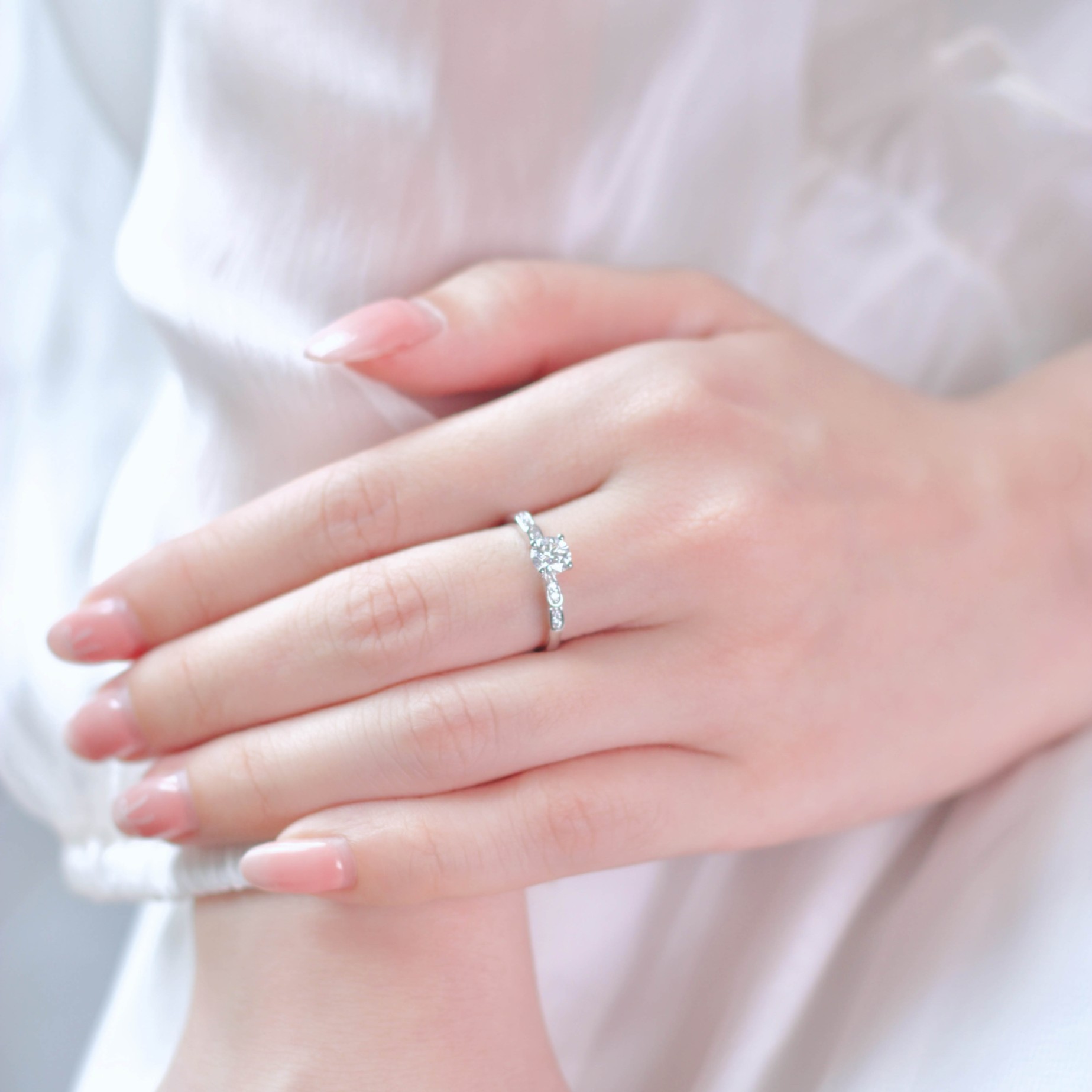 Nhẫn nữ bạc xi bạch kim đính đá Moissanite bạc xi bạch kim 5 ly kiểm định GRA LAVESTA KC128 trang nhã, tinh tế -fs