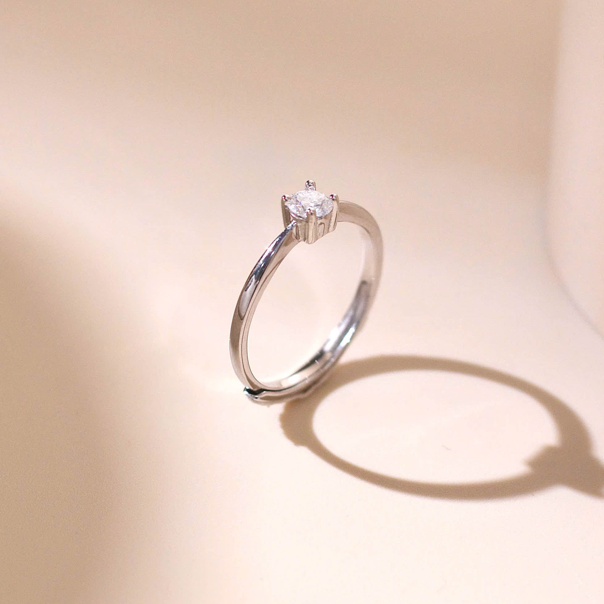 Nhẫn nữ bạc xi bạch kim đá Moissanite 4 ly kiểm định GRA LAVESTA KC130 tối giản, tinh tế -fs