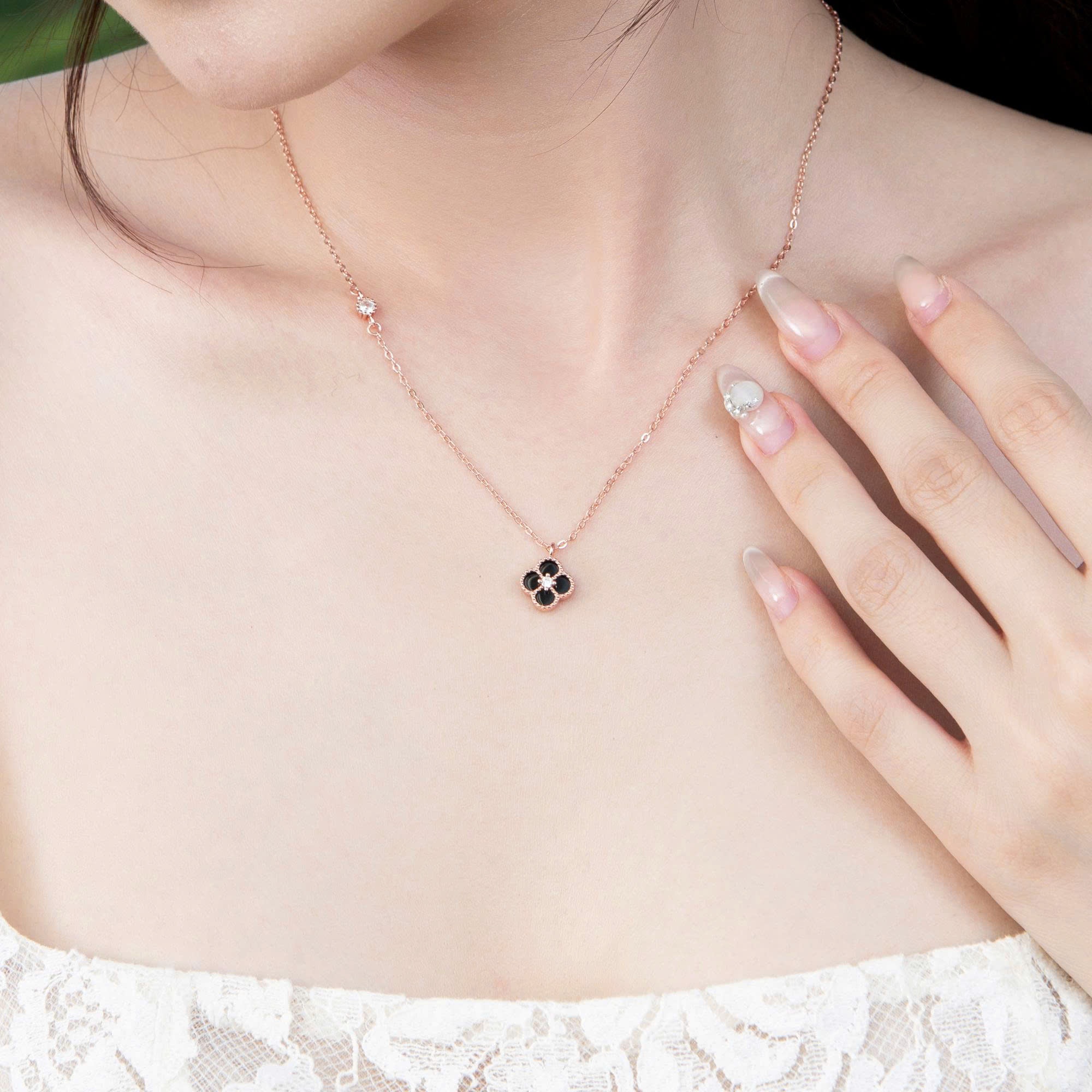 Dây chuyền bạc nữ mạ vàng hồng 18K LAVESTA LAV100 Sari thiết kế sang chảnh, thời thượng ( Yuri )