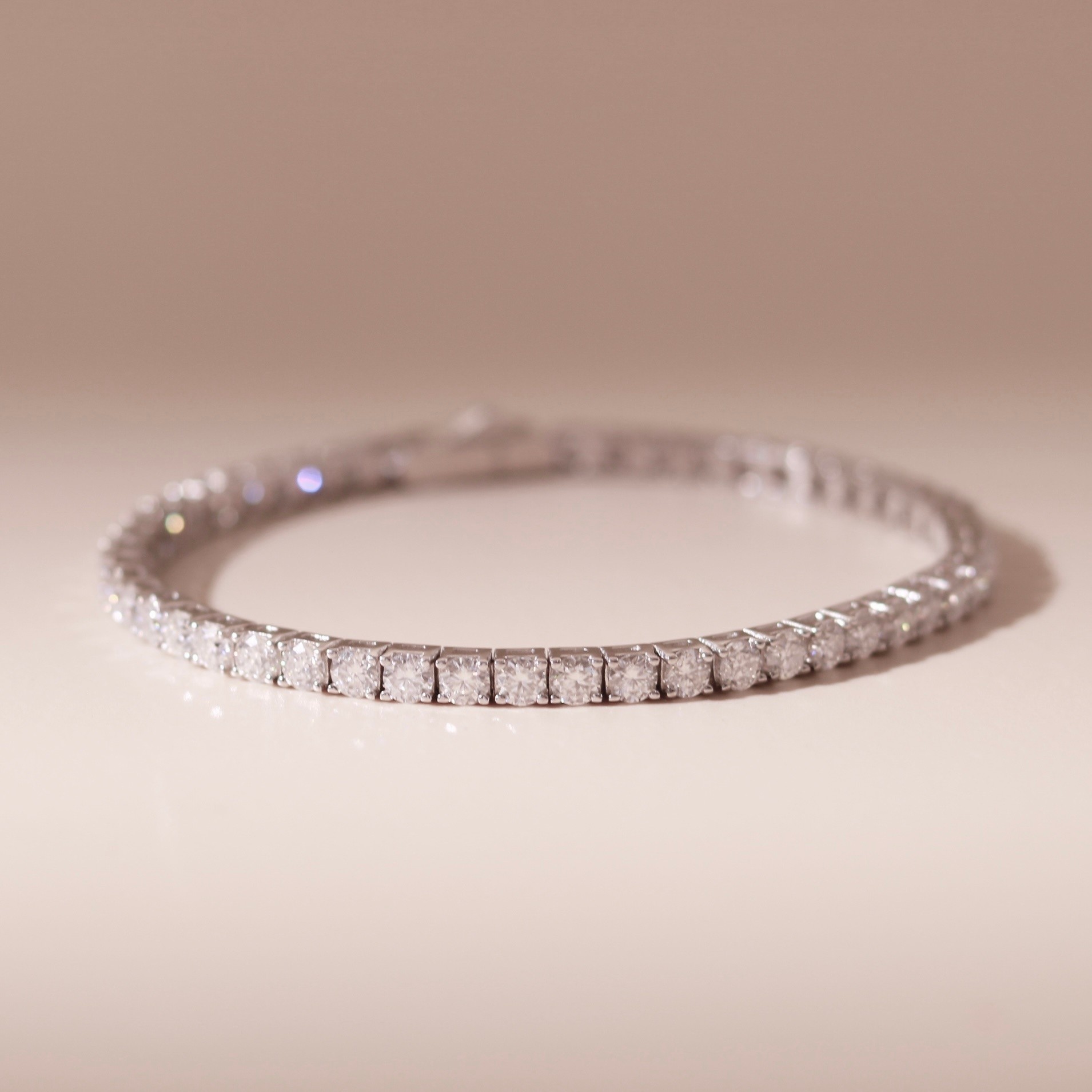 Lắc tay tennis bạc nam nữ đá Moissanite 3 ly bạc xi bạch kim LAVESTA KC109 Vincent