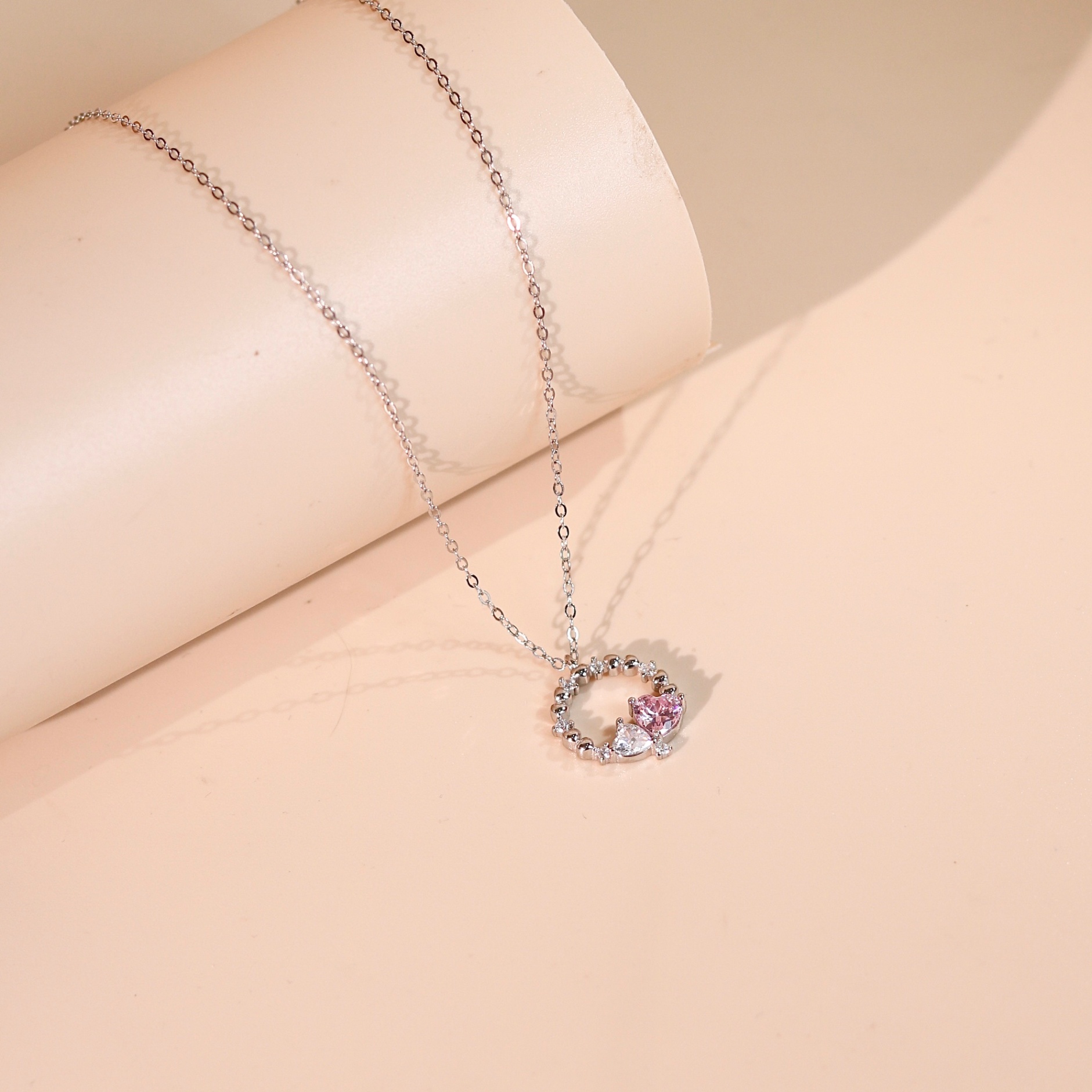 Dây chuyền nữ bạc xi bạch kim cao cấp LAVESTA LAV146 Miori thiết kế mặt trái tim đôi biểu tượng kết nối sâu sắc