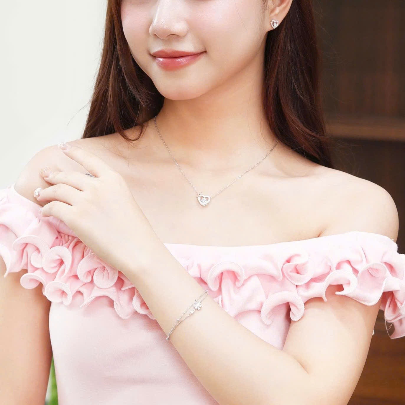 Bông tai nữ bạc xi bạch kim cao cấp LAVESTA LAV151 Rumi thiết kế mặt trái tim nữ tính, cổ điển, mang yêu thương trọn vẹn