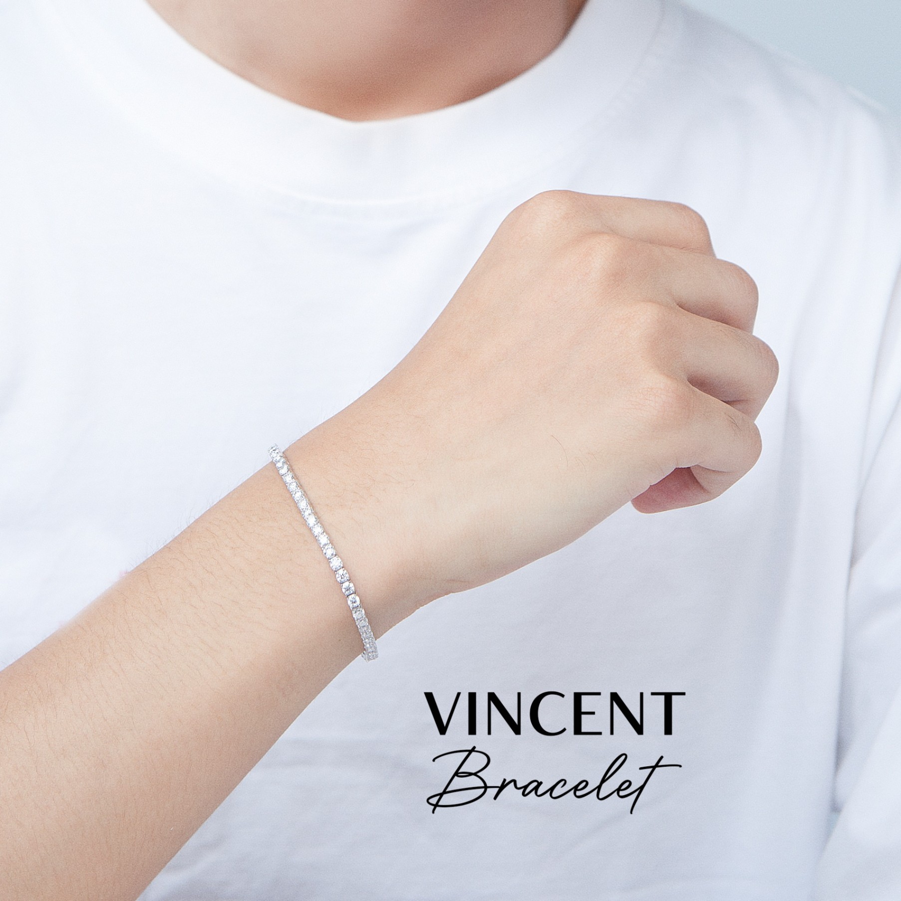 Lắc tay tennis bạc nam nữ đá Moissanite 3 ly bạc xi bạch kim LAVESTA KC109 Vincent