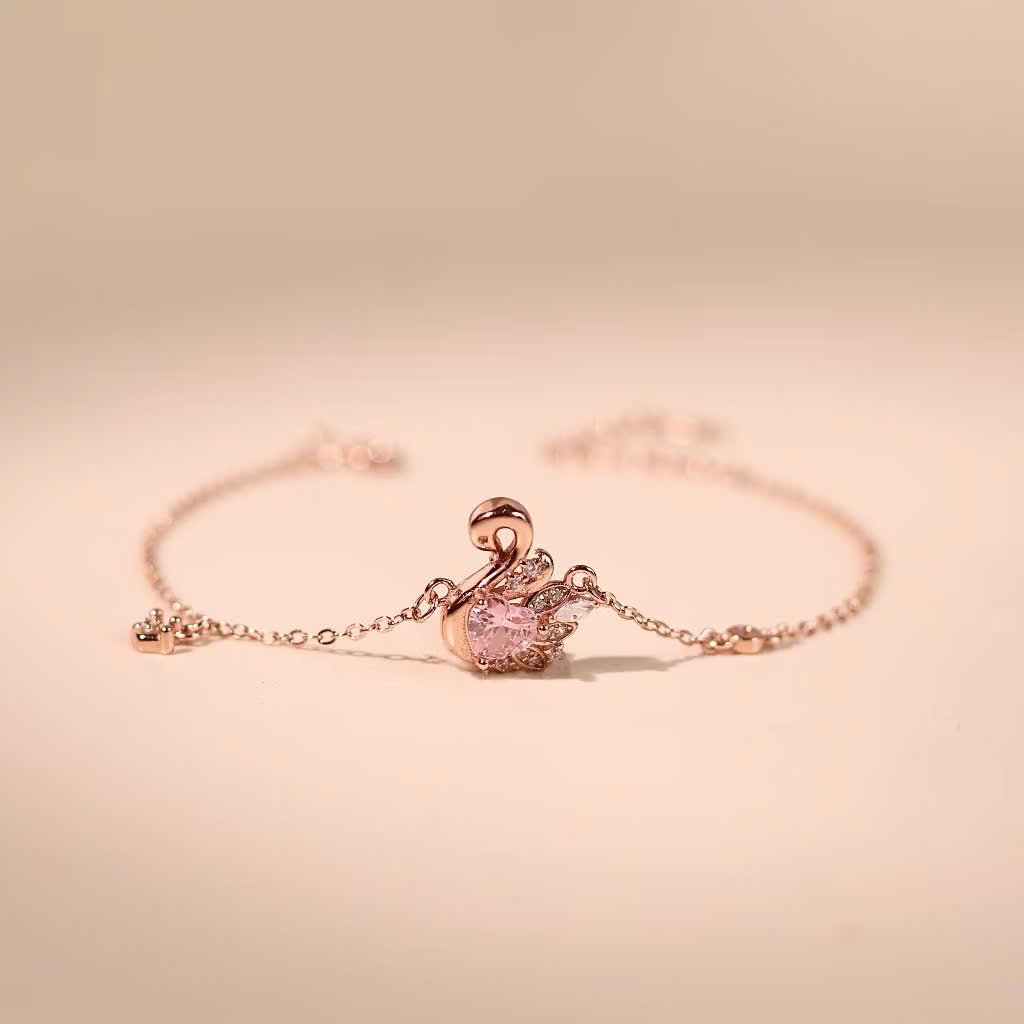 Set quà tặng trang sức dây chuyền và lắc tay bạc mạ vàng hồng 18K cao cấp LAVESTA LAV165 Fiona