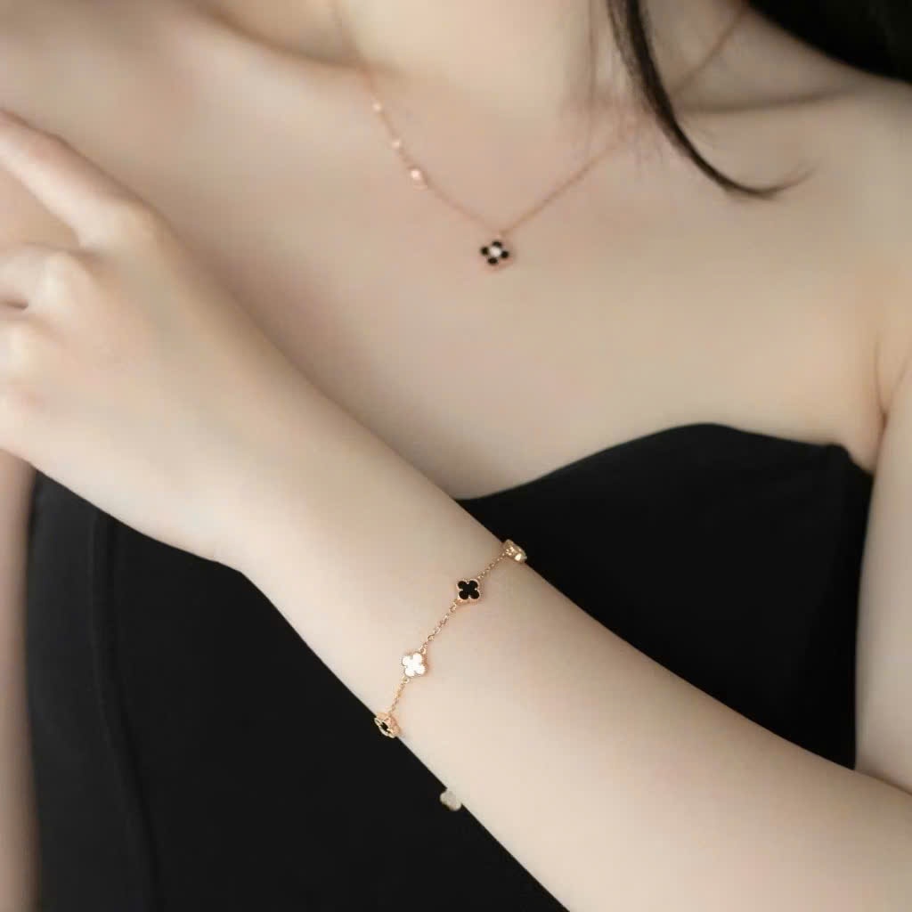 Set quà tặng trang sức dây chuyền và lắc tay bạc mạ vàng hồng 18K cao cấp LAVESTA LAV167 Sayuri