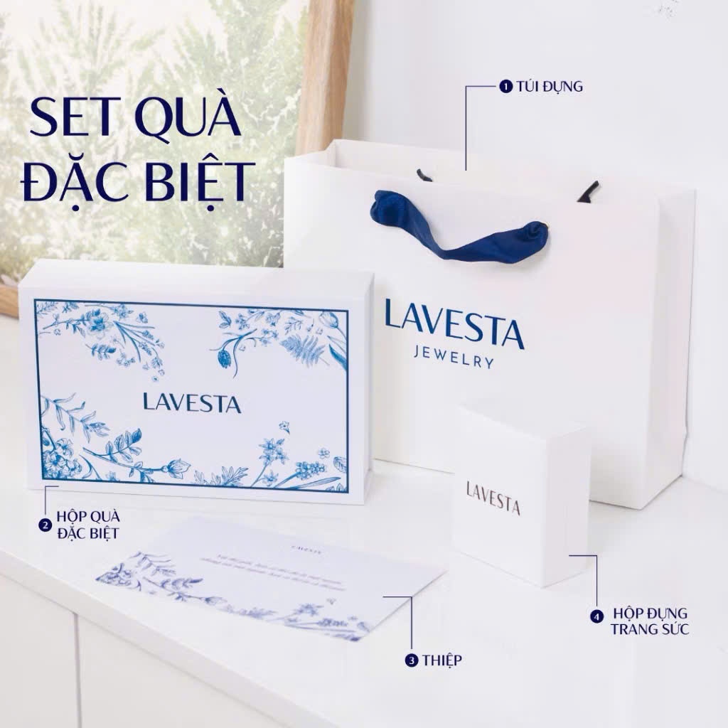 Set quà tặng trang sức dây chuyền và lắc tay bạc mạ vàng hồng 18K cao cấp LAVESTA LAV166 Cherry bloom