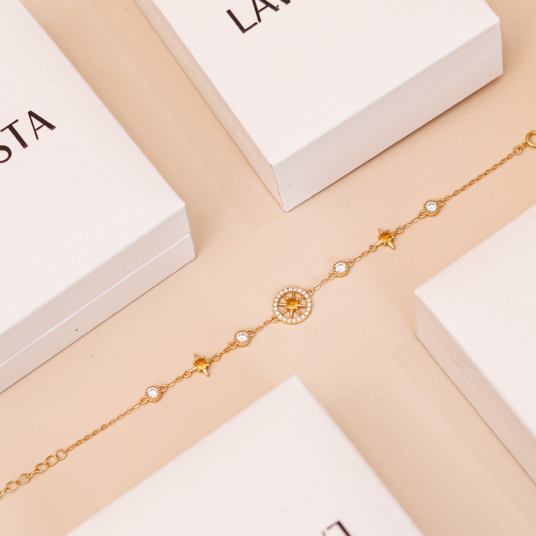 Lắc tay bạc nữ mạ vàng 14K cao cấp LAVESTA LAV169 Sunny mang năng lượng tỏa sáng, dẫn lối may mắn và thành công