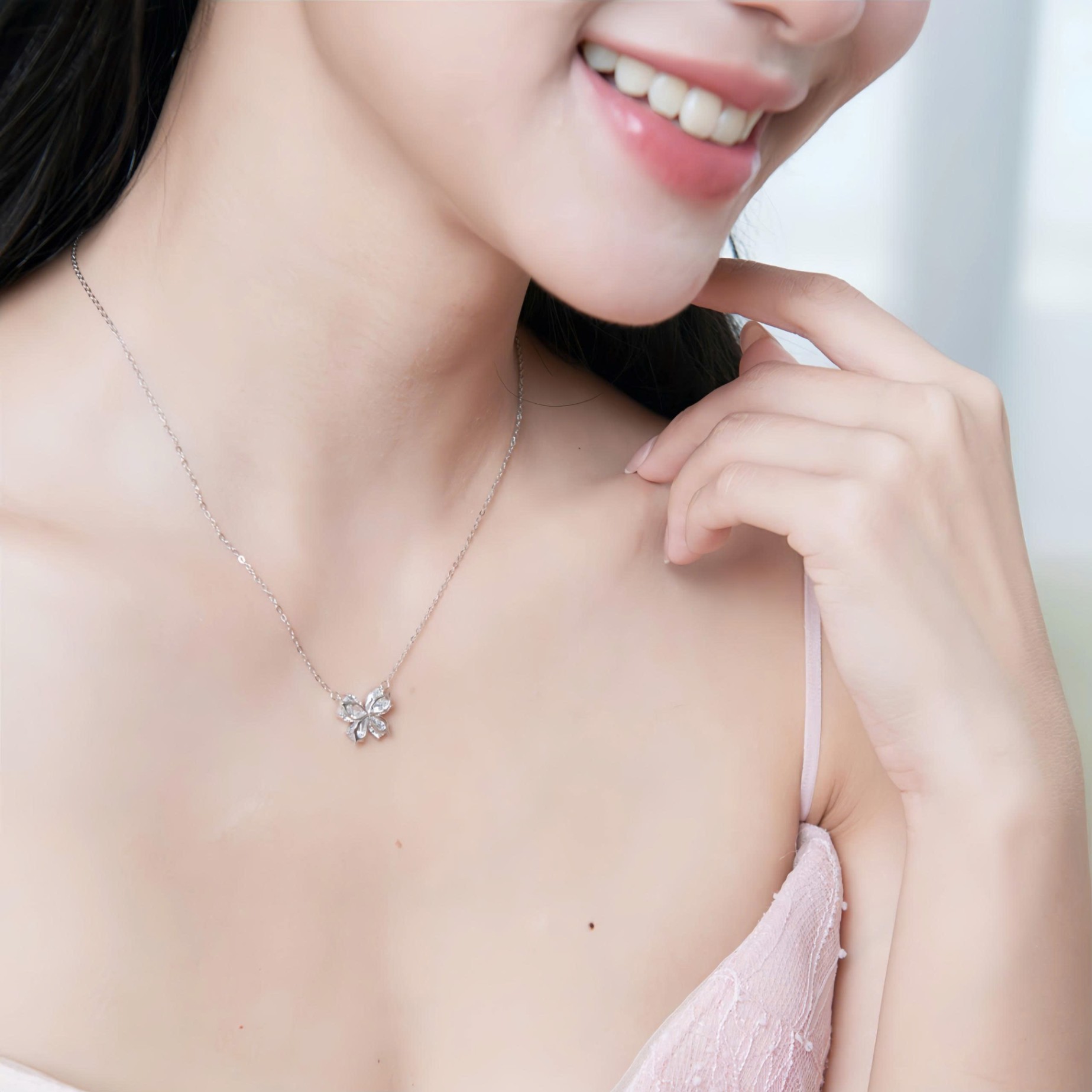 Set quà tặng trang sức dây chuyền bạc xi bạch kim cao cấp LAVESTA LAV184 Dear love - Dora