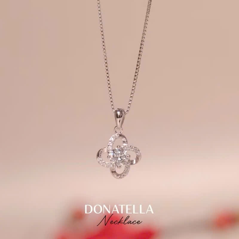 Set quà tặng trang sức dây chuyền bạc xi bạch kim đá Moissanite 5 ly GRA LAVESTA KC131 Dear love - Donatella