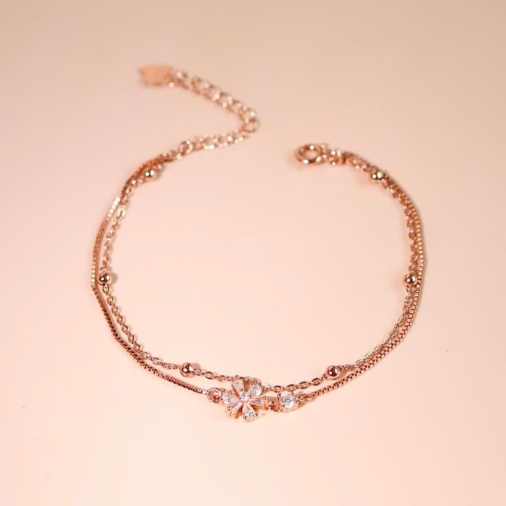 Set quà tặng trang sức lắc tay bạc mạ vàng hồng 18K cao cấp LAVESTA LAV189 Dear love - Yeri