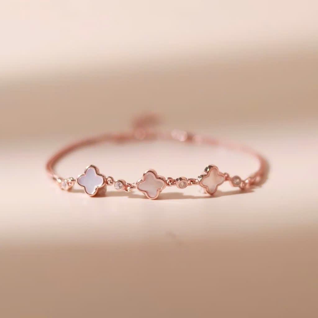 Set quà tặng trang sức lắc tay bạc mạ vàng hồng 18K cao cấp LAVESTA LAV187 Dear love - Fancy