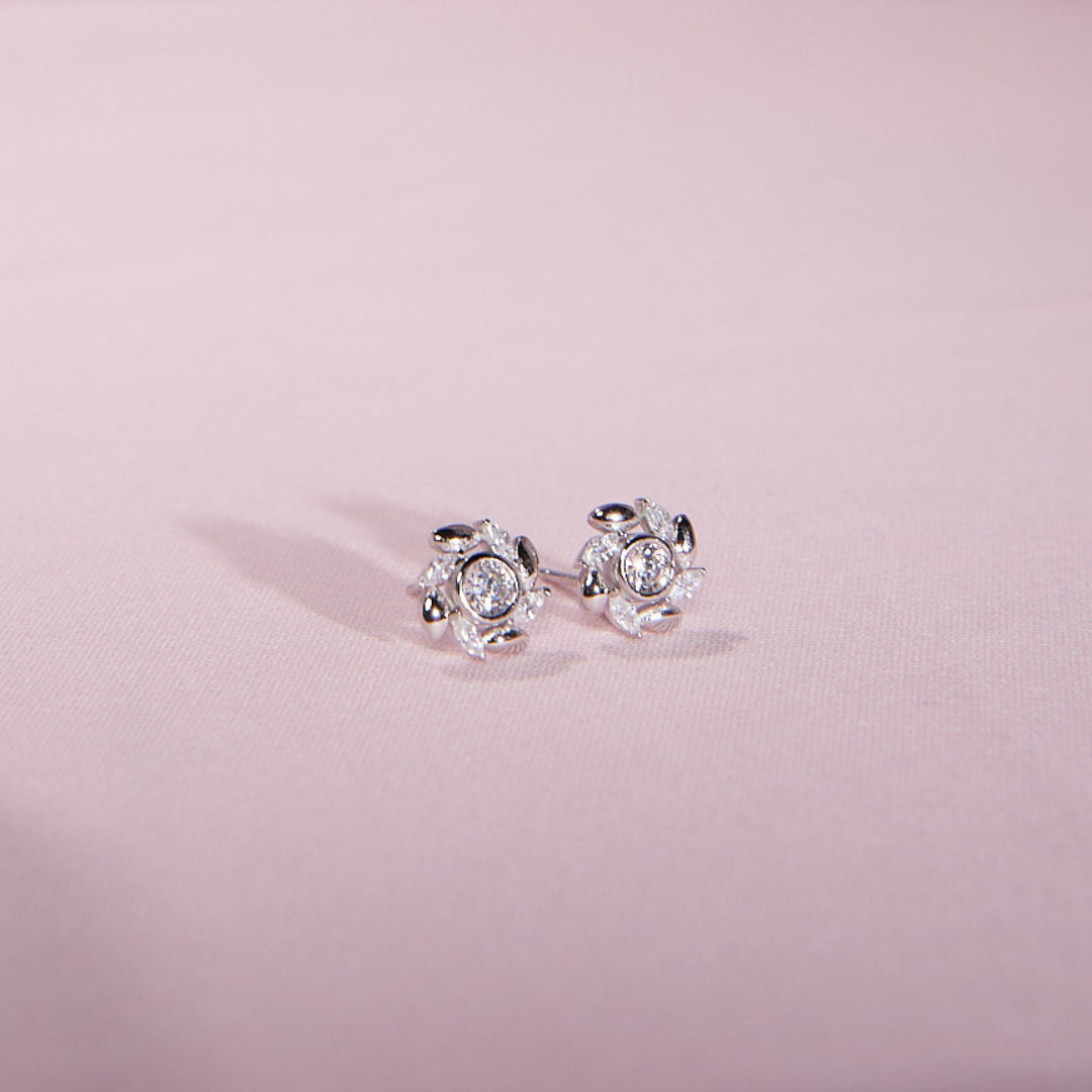 Bông tai bạc nữ mạ vàng hồng 18K và mạ bạch kim LAVESTA LAV096 Holland - Loveshine