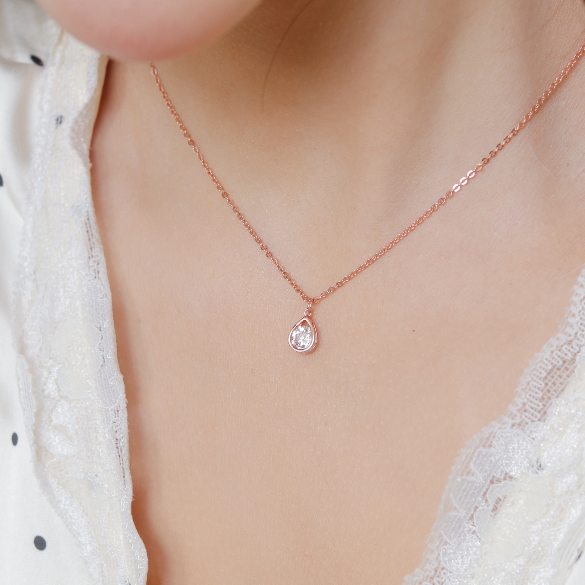 Set quà tặng trang sức dây chuyền bạc mạ vàng hồng 18K cao cấp LAV208 LAVESTA Dear love - Orichan