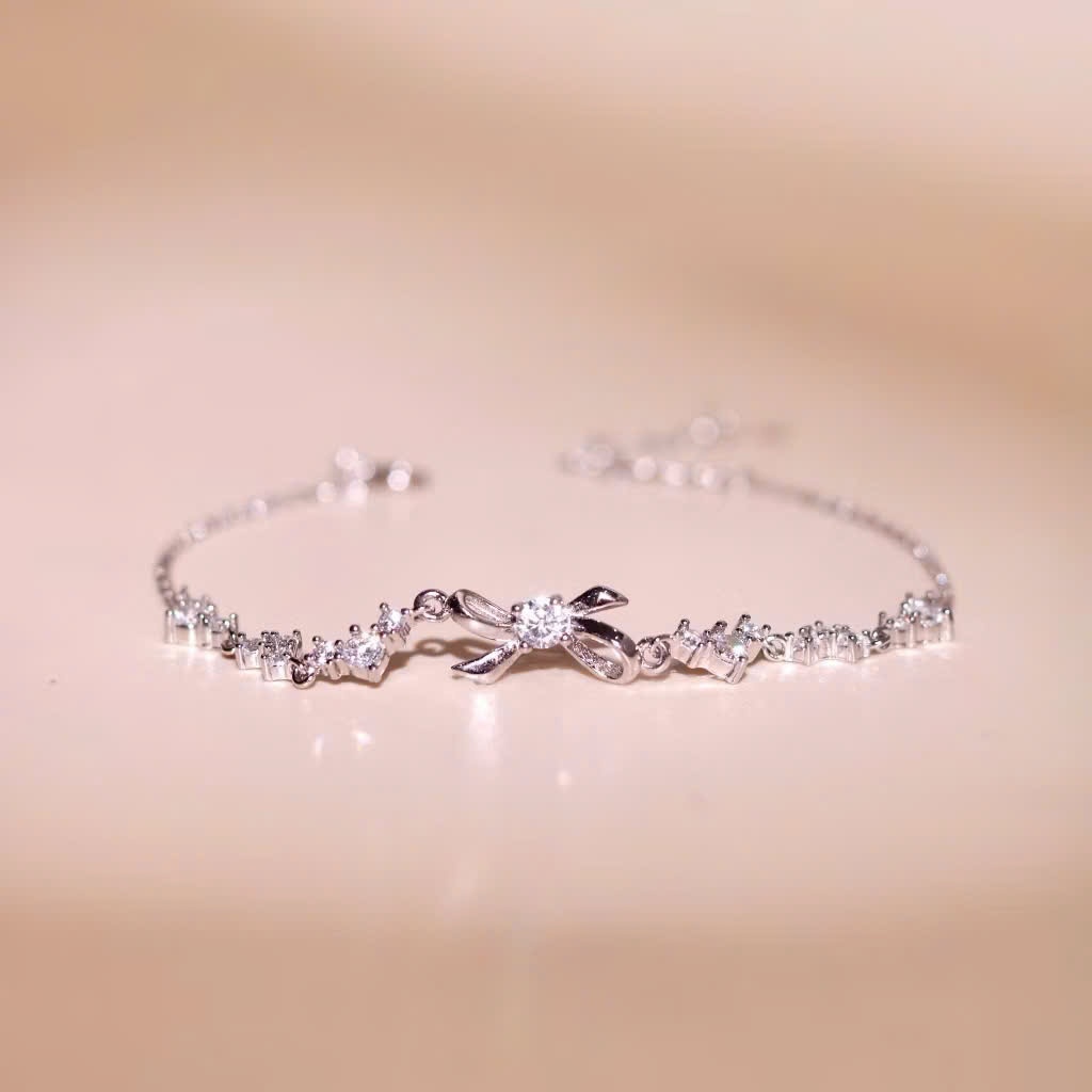 Set quà tặng trang sức lắc tay nơ xi bạch kim cao cấp LAVESTA LAV207 Dear love - Ahri