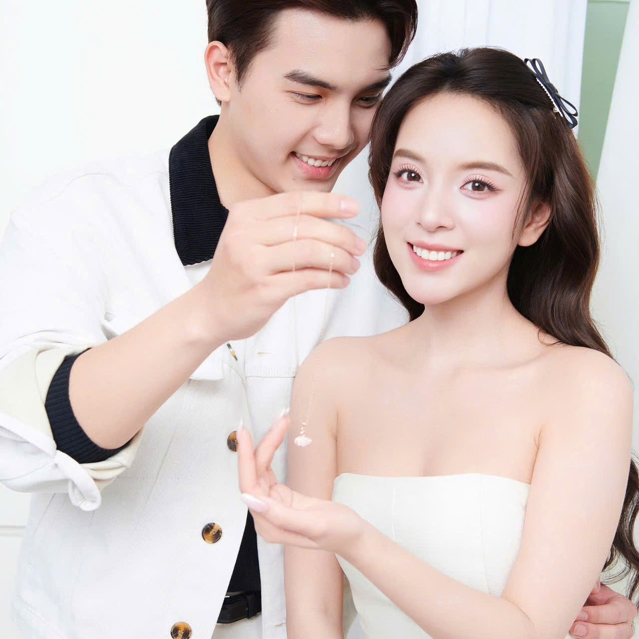 Set quà tặng trang sức dây chuyền bạc mạ vàng hồng 18K và mạ bạch kim cao cấp LAVESTA LAV204 Dear love - Eleanor
