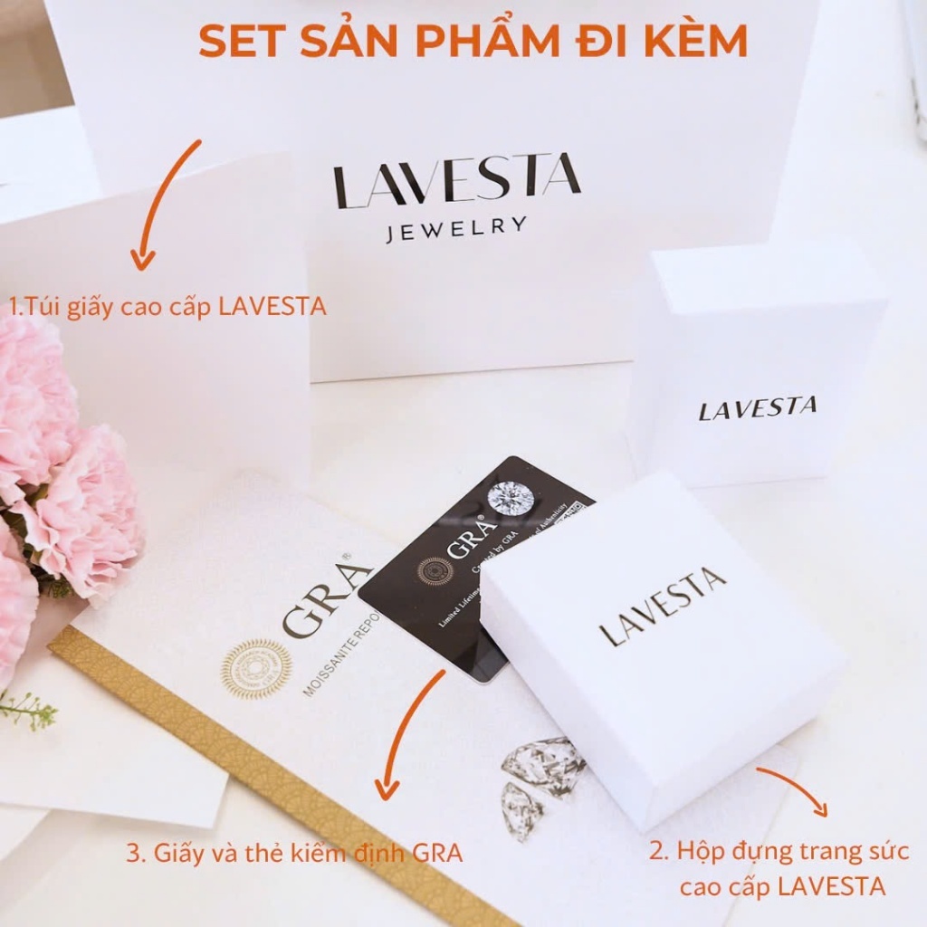 Dây chuyền bạc nữ mạ vàng 14K cao cấp LAVESTA LAV212 Tina cụm hoa bốn cánh mang biểu tượng của sự nữ tính