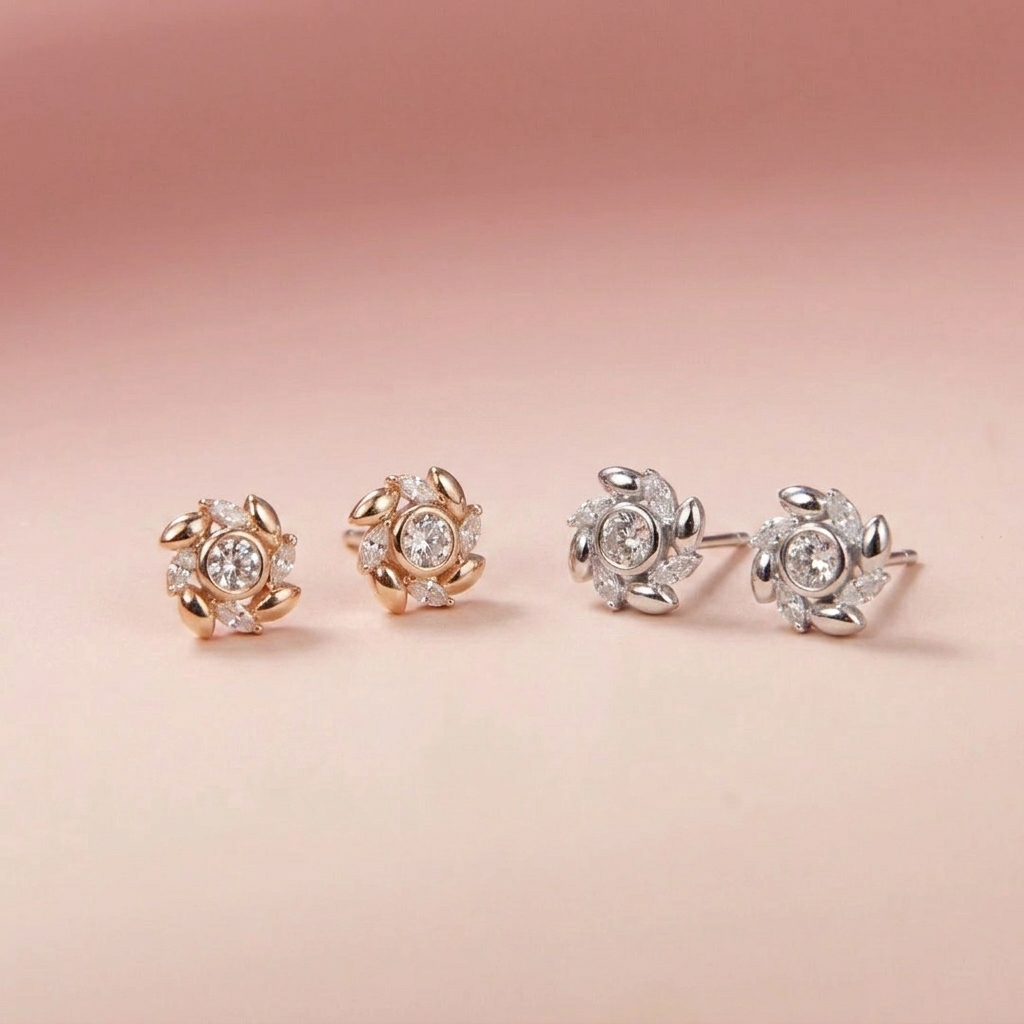Bông tai bạc nữ mạ vàng hồng 18K và mạ bạch kim LAVESTA LAV096 Holland - Loveshine