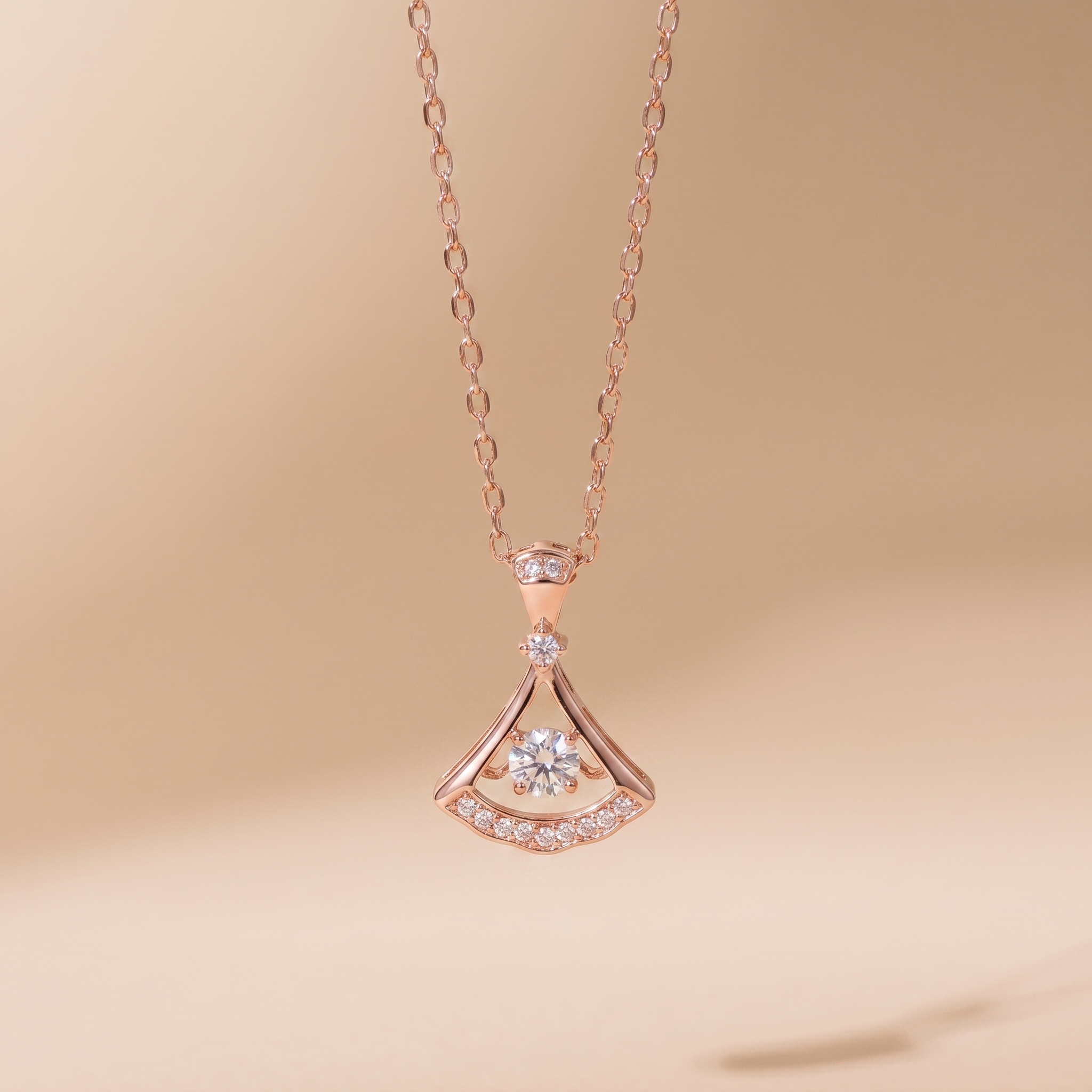 Dây chuyền bạc nữ mạ vàng hồng 18K và mạ bạch kim LAVESTA LAV223 Dory thiết kế mặt lá ngân hạnh rẻ quạt thanh tao
