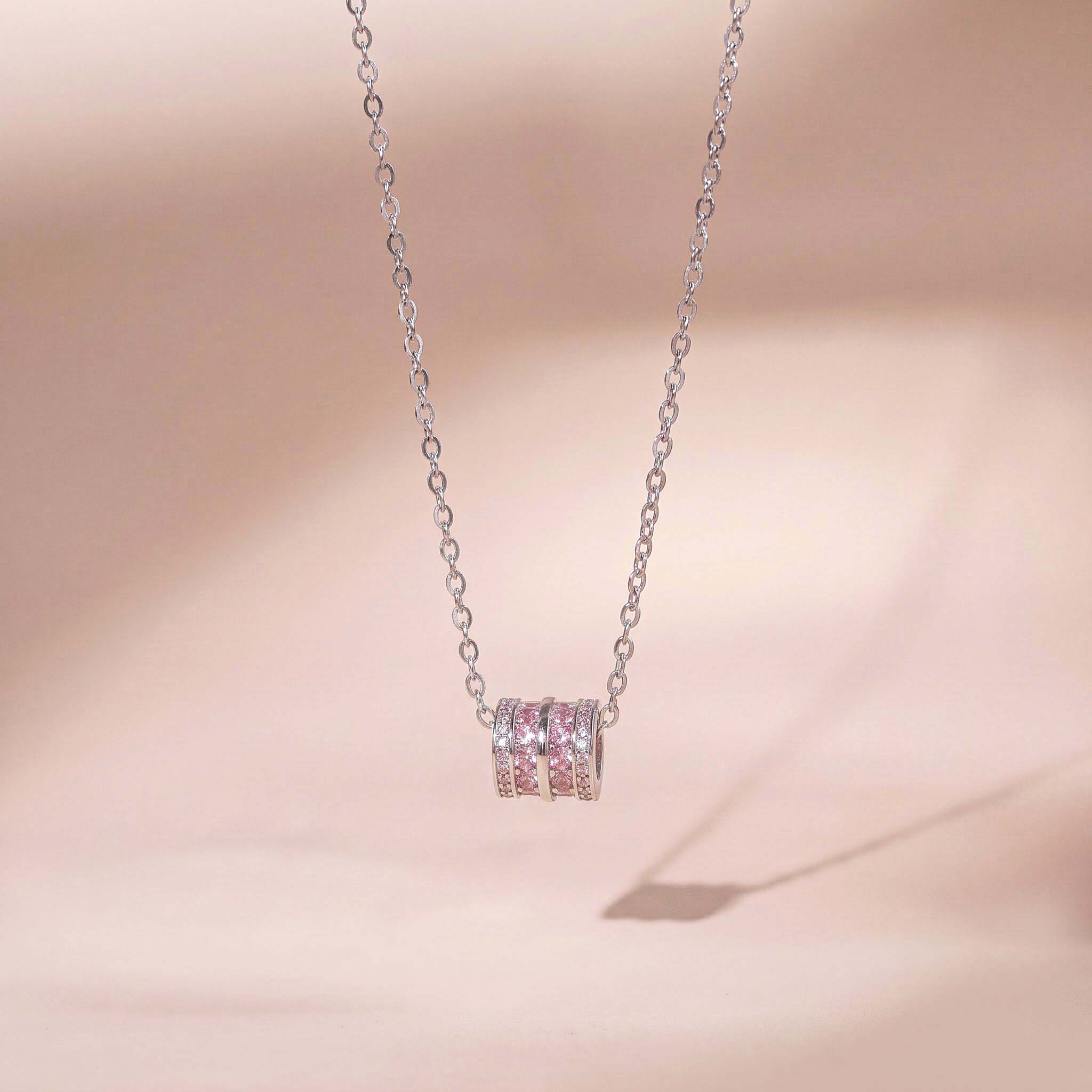 Dây chuyền nữ bạc xi bạch kim LAVESTA LAV258 Glamour Morris điểm chạm may mắn thiết kế vòng tròn đính đá tinh tế, lấp lánh