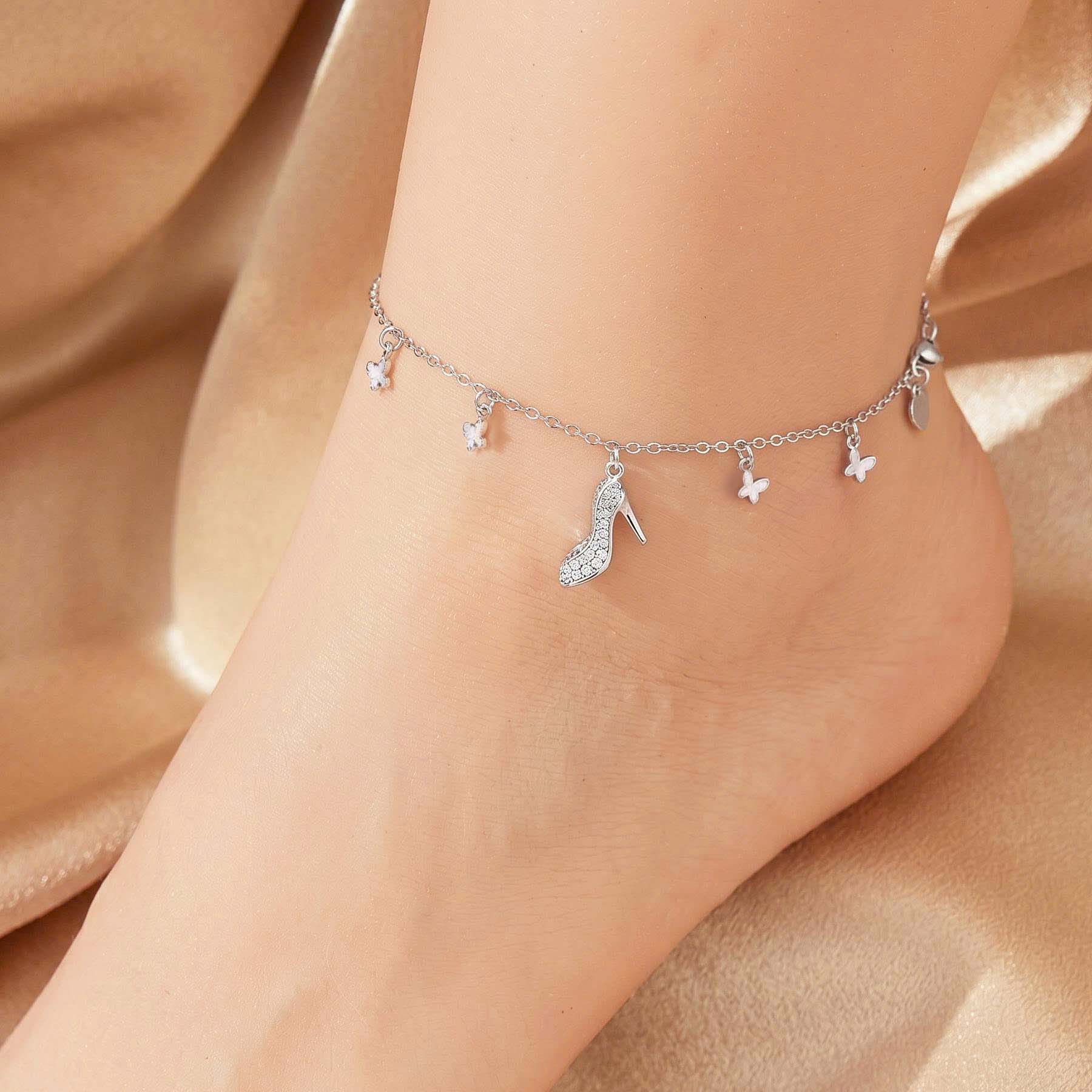 Lắc chân nữ bạc xi bạch kim cao cấp LAVESTA LAV225 Cinderella biểu tượng của sự kiêu hãnh