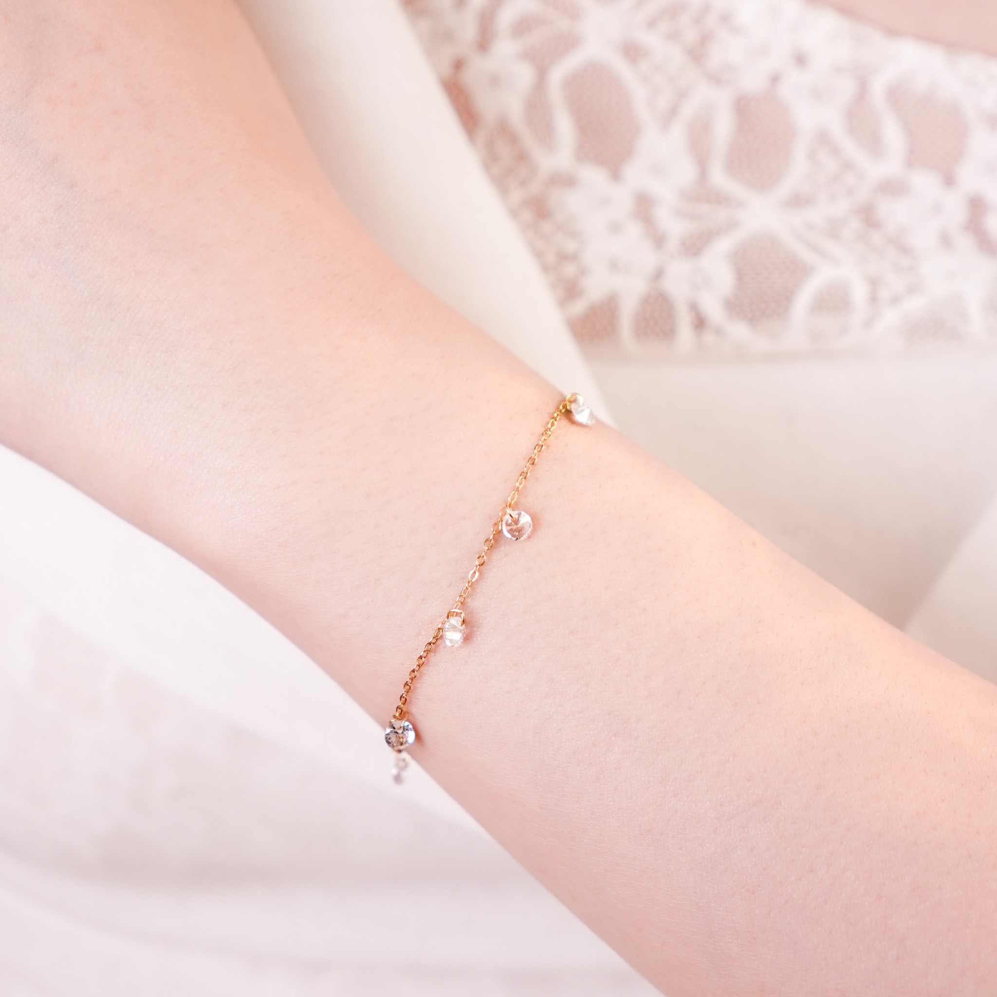 Lắc tay bạc nữ mạ vàng 14K và mạ bạch kim cao cấp LAVESTA LAV217 Gigi thiết kế giọt sáng linh anh cát tường Libertine