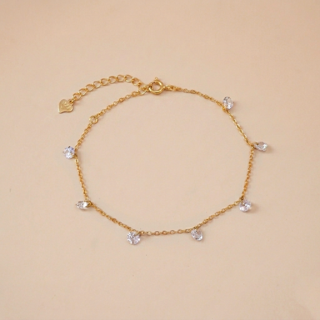 Lắc tay bạc nữ mạ vàng 14K và mạ bạch kim cao cấp LAVESTA LAV217 Gigi thiết kế giọt sáng linh anh cát tường Libertine
