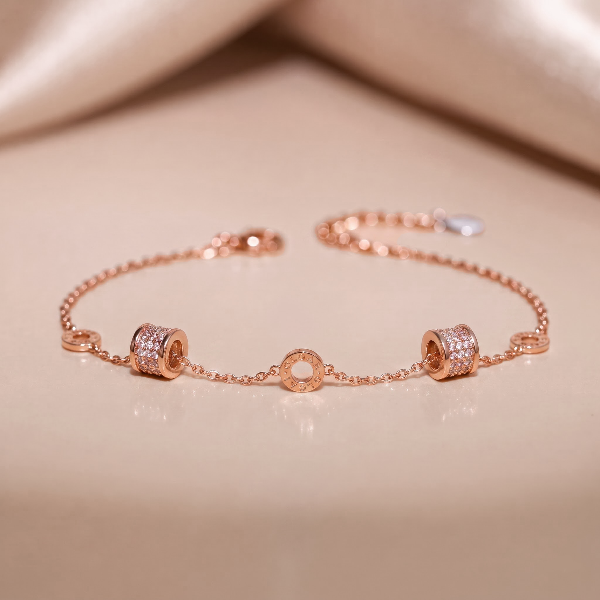 Lắc tay bạc nữ mạ vàng hồng 18K và mạ bạch kim LAVESTA LAV034 Glamour thời thượng, quyến rũ