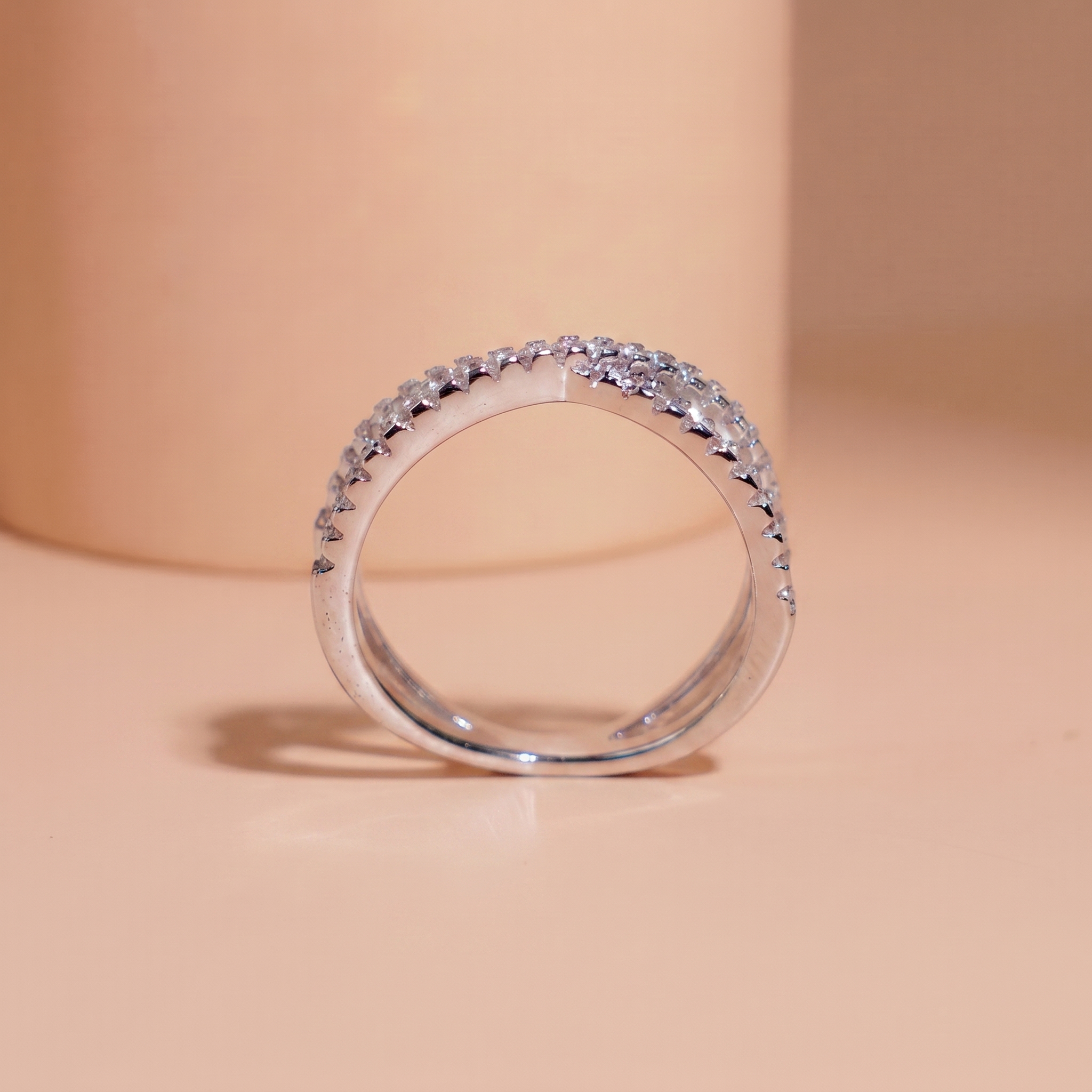 Nhẫn bạc nữ đính đá Moissanite, bạc xi bạch kim kiểm định GRA LAVESTA KC171 thanh lịch, đẳng cấp