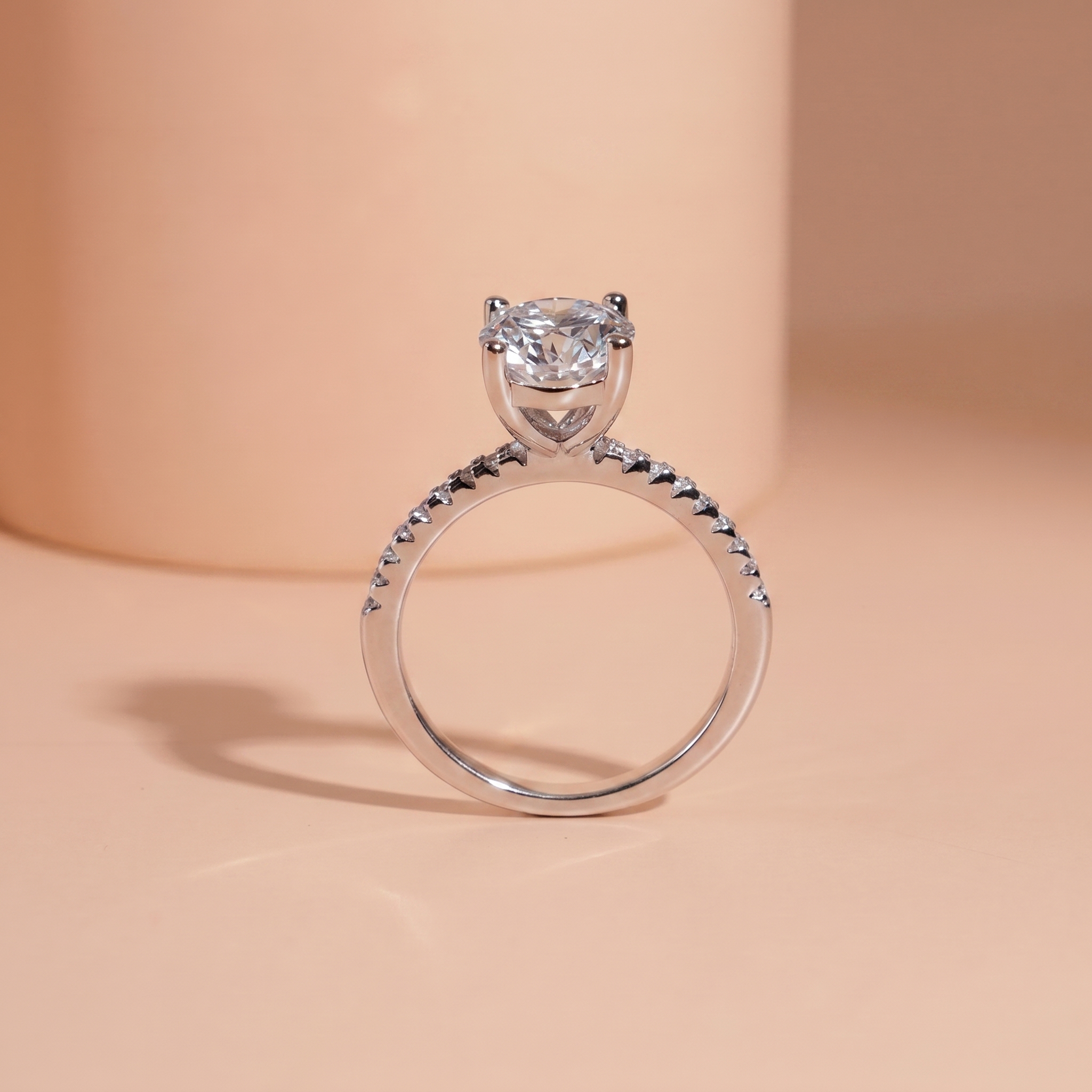 Nhẫn nữ bạc xi bạch kim KC167 Oval 7x9mm Moissanite sang trọng Eleasofia