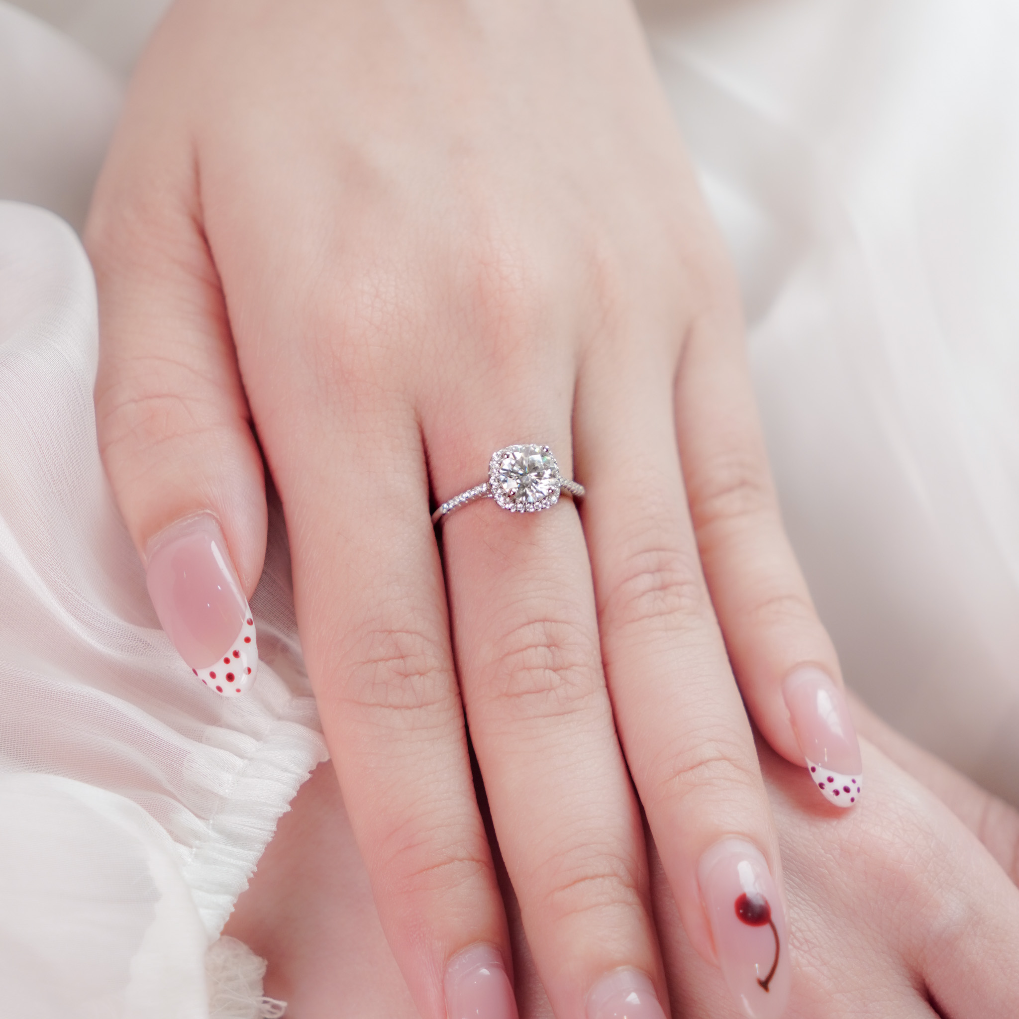 Nhẫn nữ bạc xi bạch kim đá Moissanite 6.5 ly freesize kiểm định GRA LAVESTA KC163 nâng tầm đẳng cấp