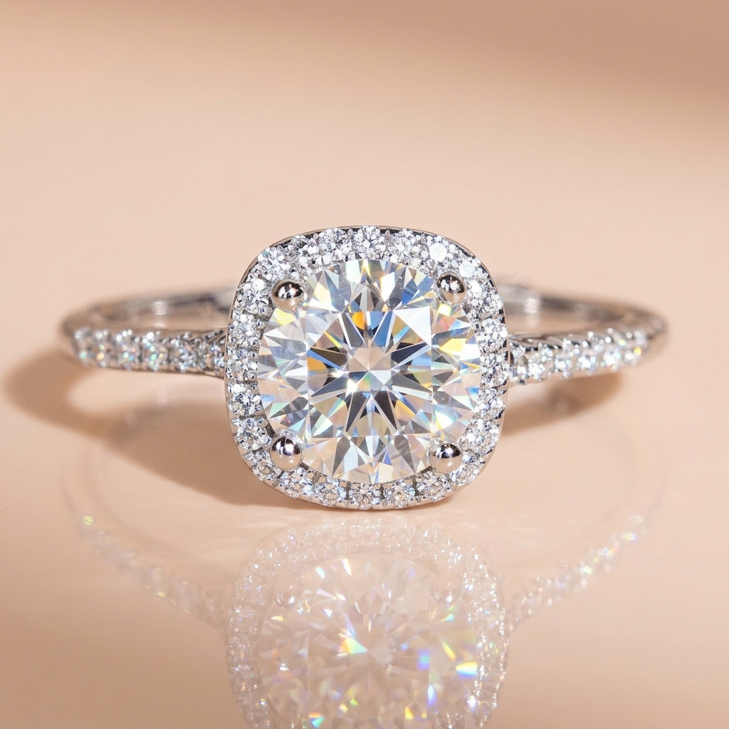 Nhẫn nữ bạc xi bạch kim đá Moissanite 6.5 ly freesize kiểm định GRA LAVESTA KC163 nâng tầm đẳng cấp
