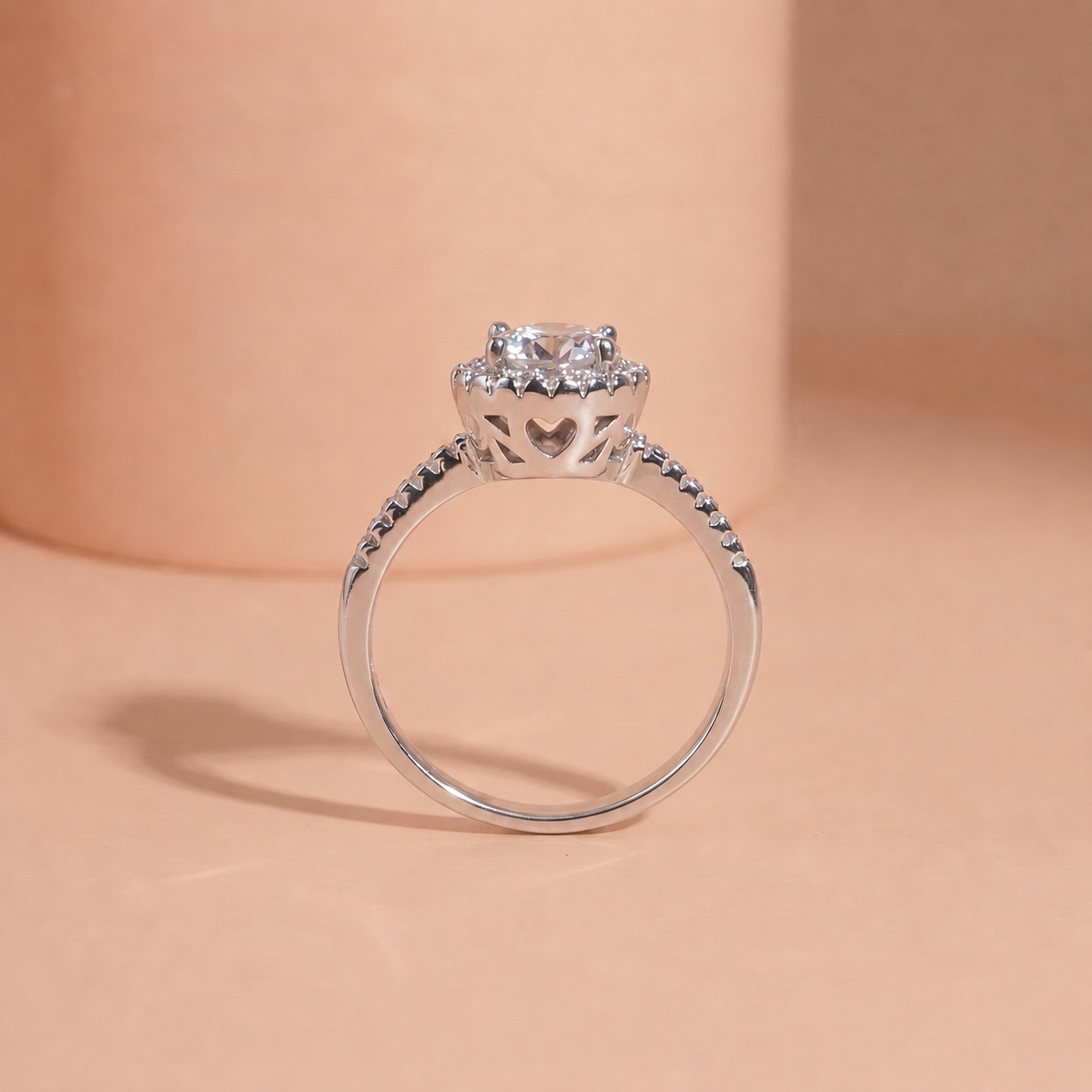 Nhẫn nữ bạc xi bạch kim đá Moissanite 6.5 ly kiểm định GRA LAVESTA KC168 sang trọng, thời thượng